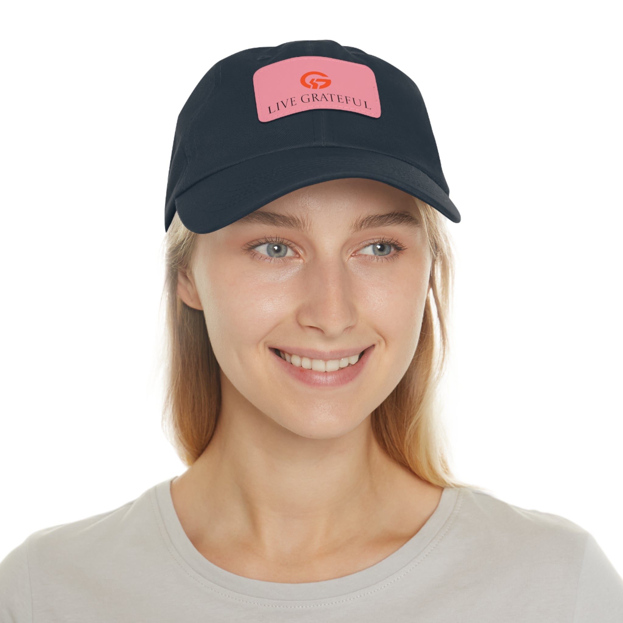 Live Grateful Leather Patch Hat — Casual Unisex Cotton Baseball Cap