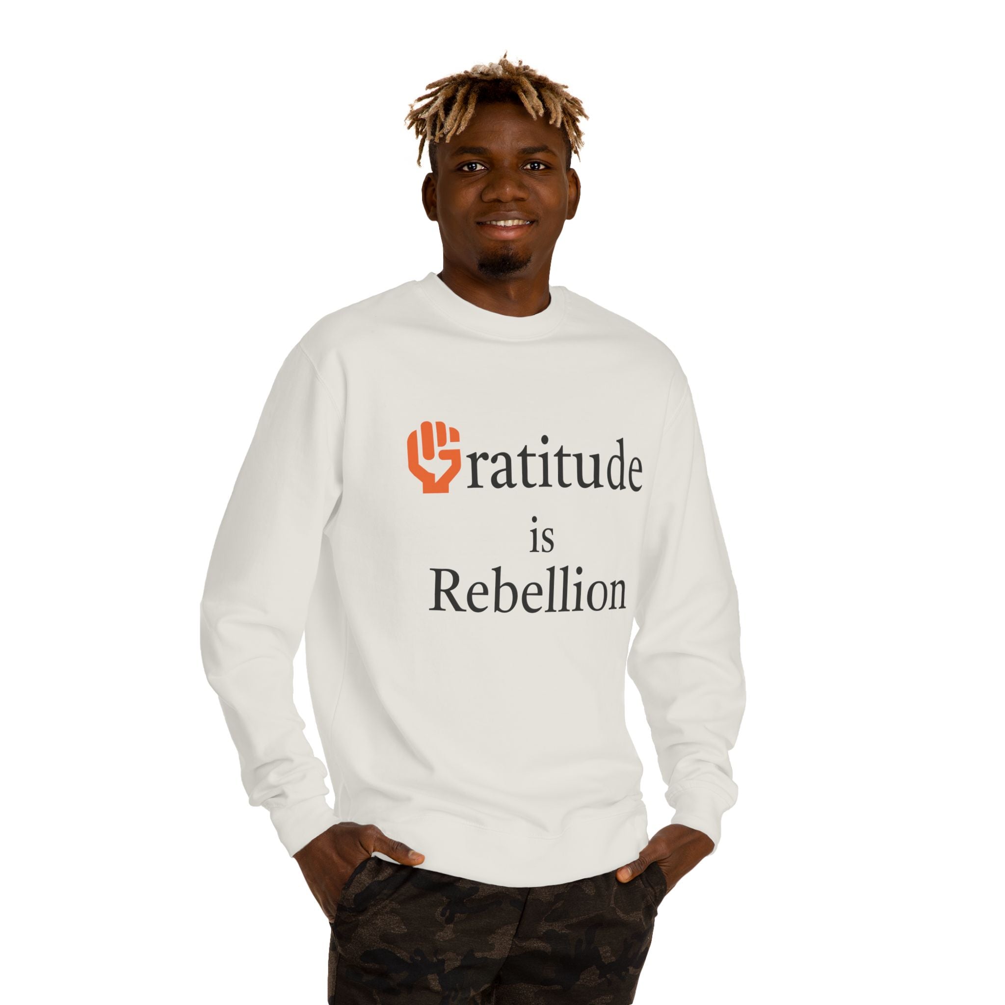 Fist Gratitude Is Rebellion Sweatshirt — "Live Grateful" Crewneck