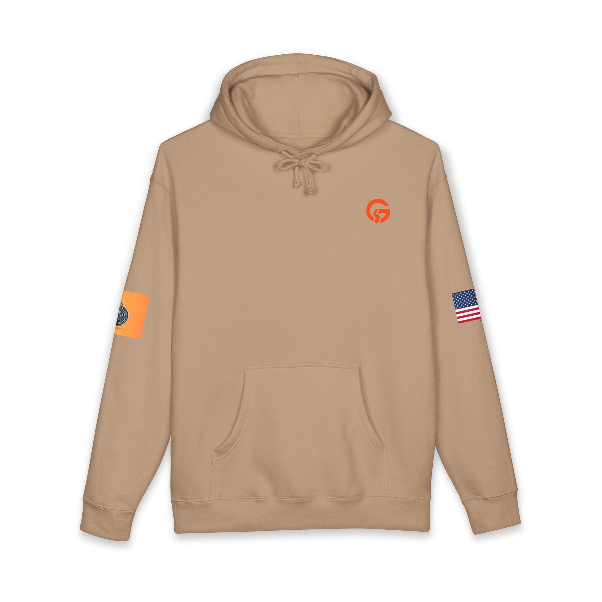 Hotel and Restaurant Gold Patch Hoodie — US Flag Sleeve Pullover