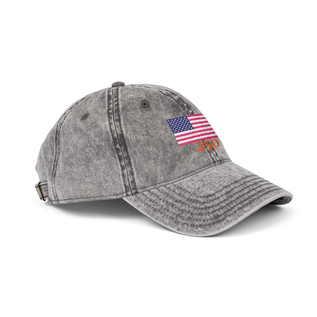 250 Vintage Embroidered Baseball Cap — American Flag "4:30" Design