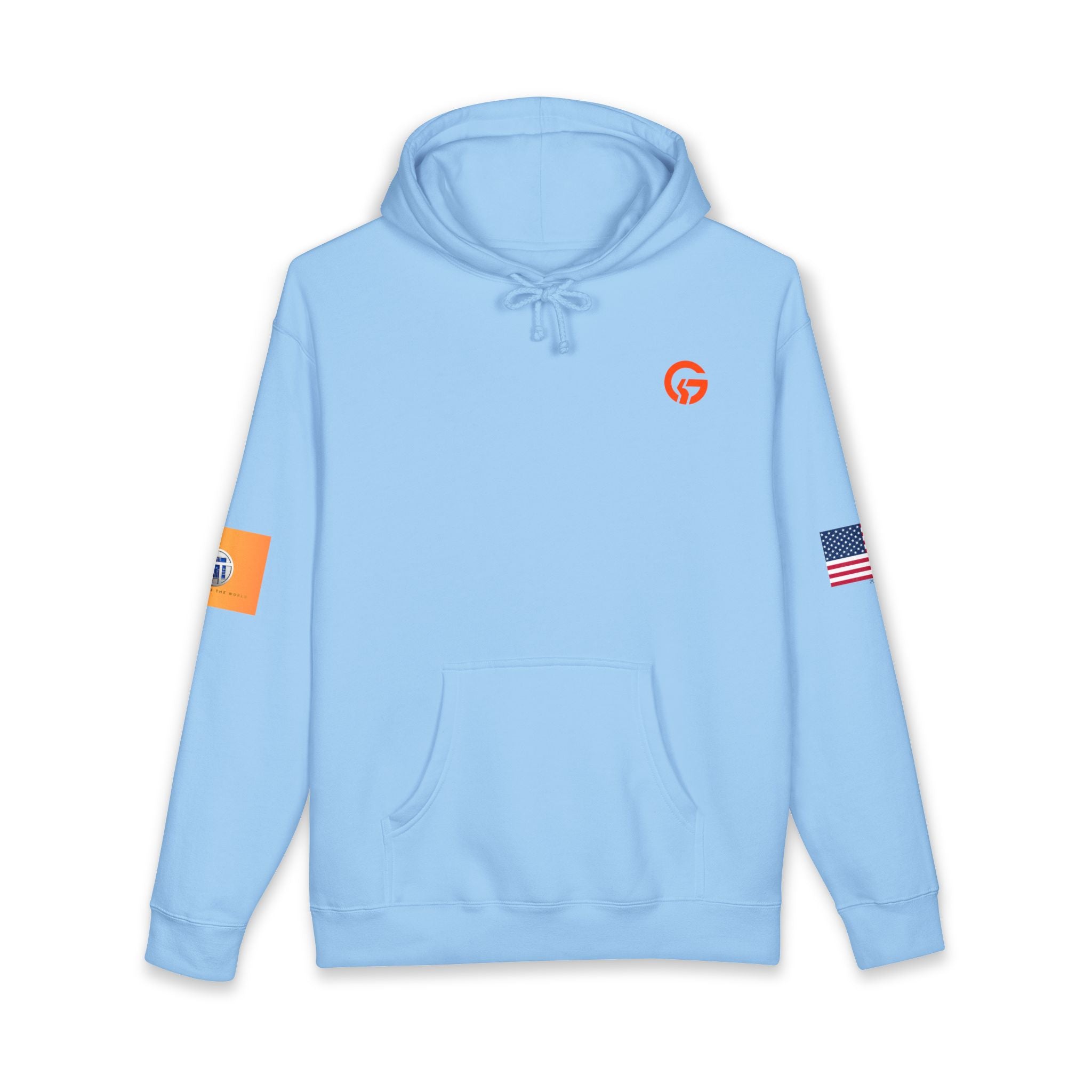 AI and or IT Gold Patch Hoodie — US Flag Sleeve Pullover