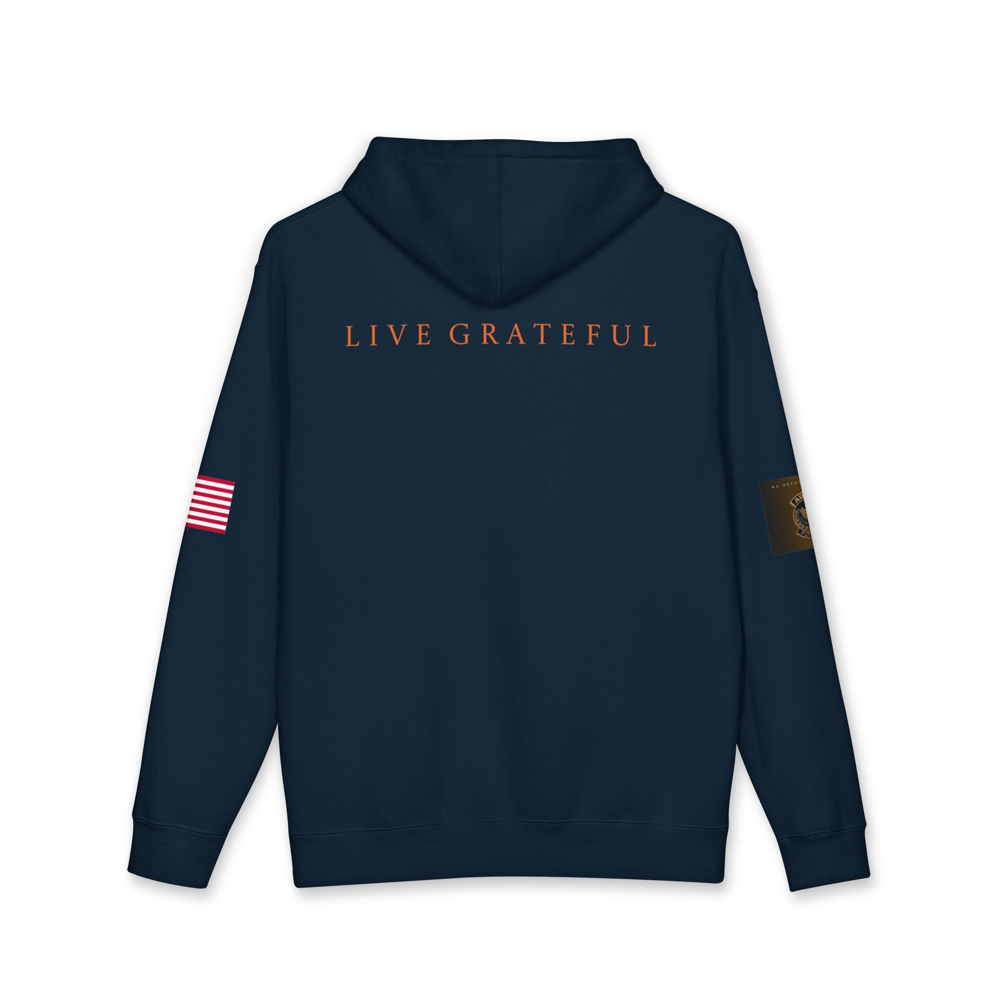 Armed Forces Gold Patch Hoodie — US Flag Sleeve Pullover