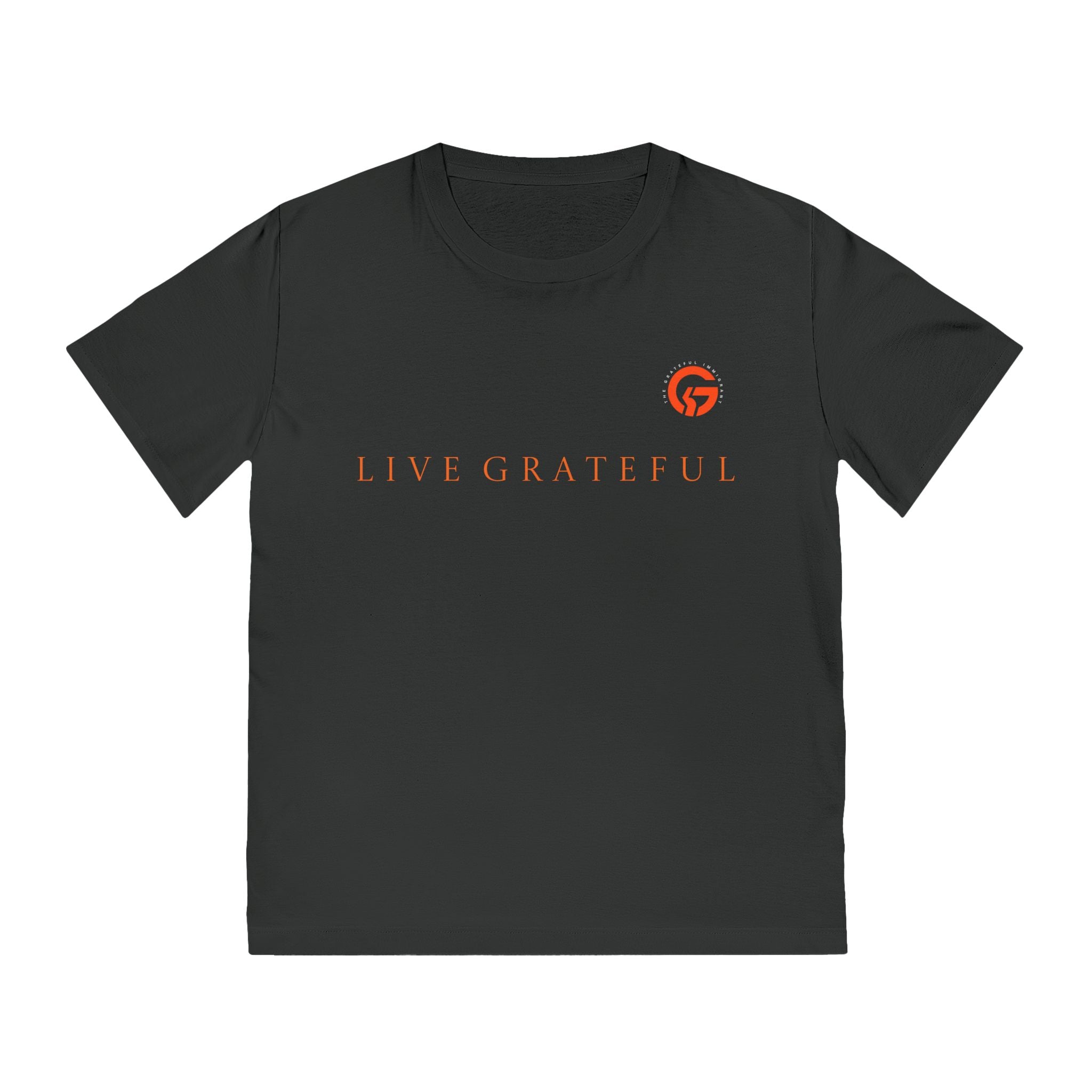 Live Grateful Black T-Shirt — "Gratitude is Rebellion" Minimal Positive Message Tee