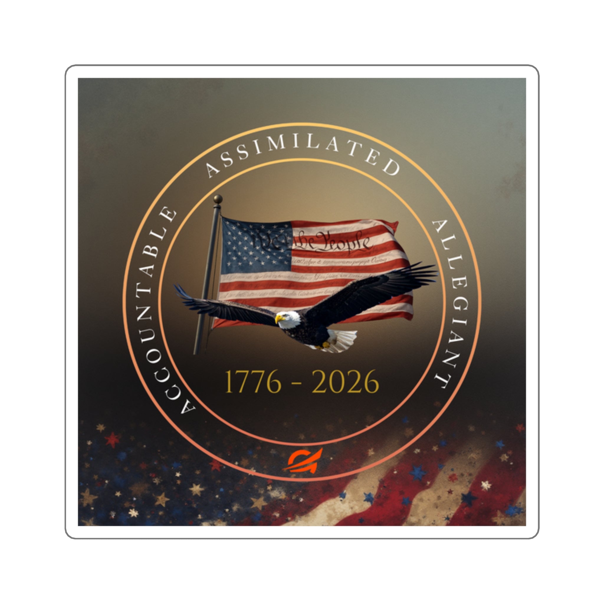 250 Grateful Patriotic Eagle Flag 1776–2026 Commemorative Sticker