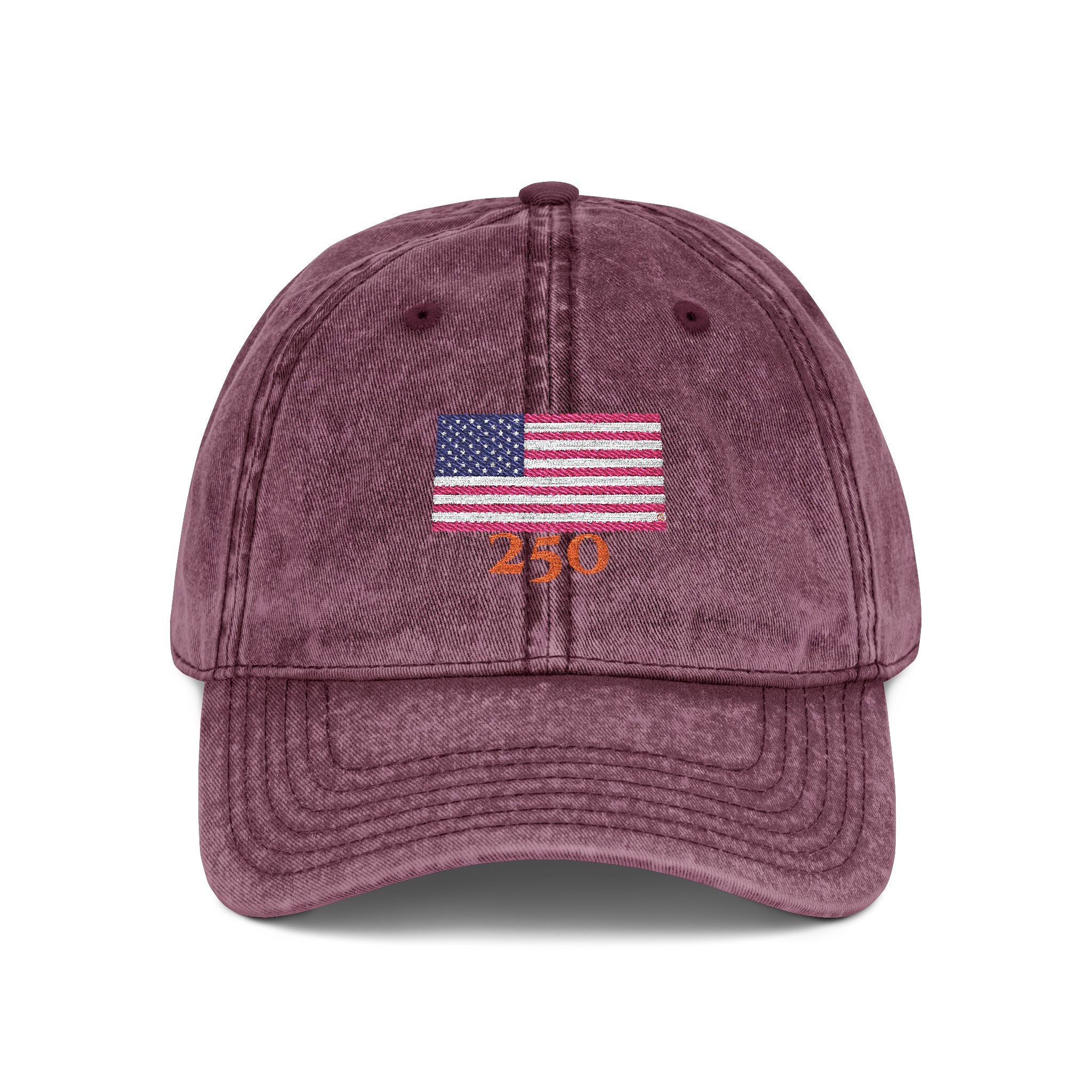250 Vintage Embroidered Baseball Cap — American Flag "4:30" Design