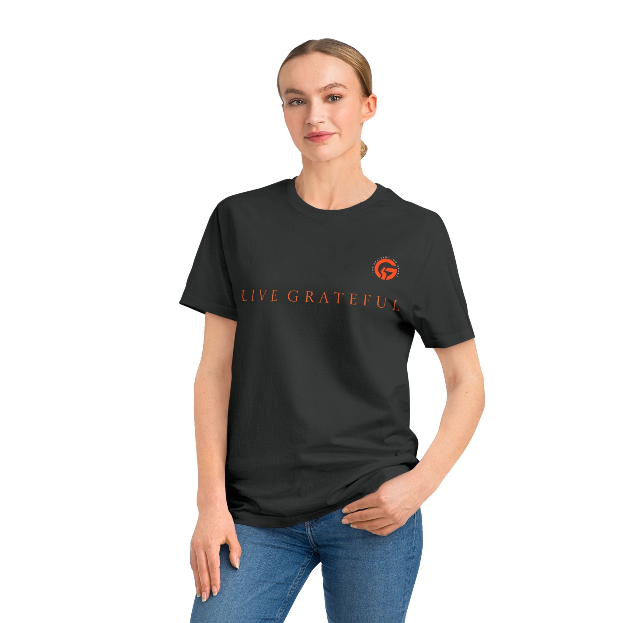 Live Grateful Black T-Shirt — "Gratitude is Rebellion" Minimal Positive Message Tee