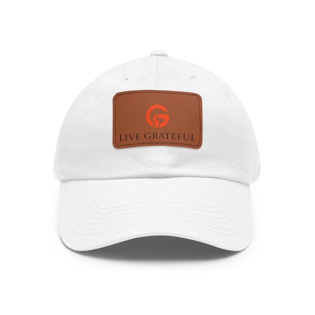 Live Grateful Leather Patch Hat — Casual Unisex Cotton Baseball Cap