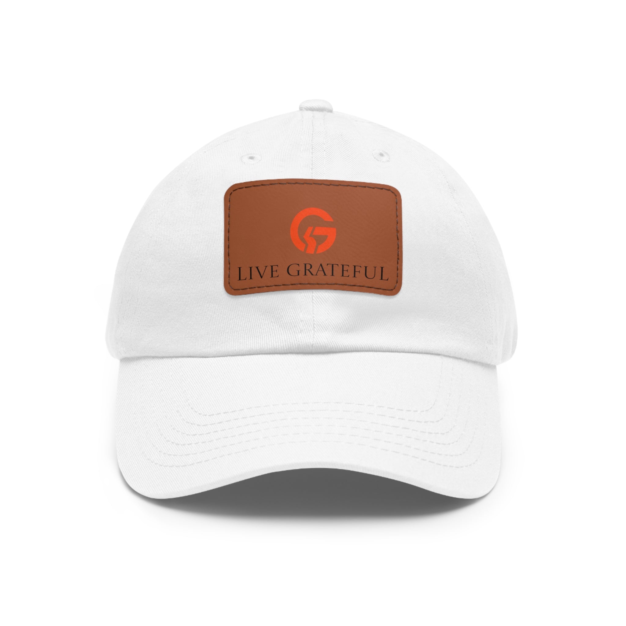 Live Grateful Leather Patch Hat — Casual Unisex Cotton Baseball Cap