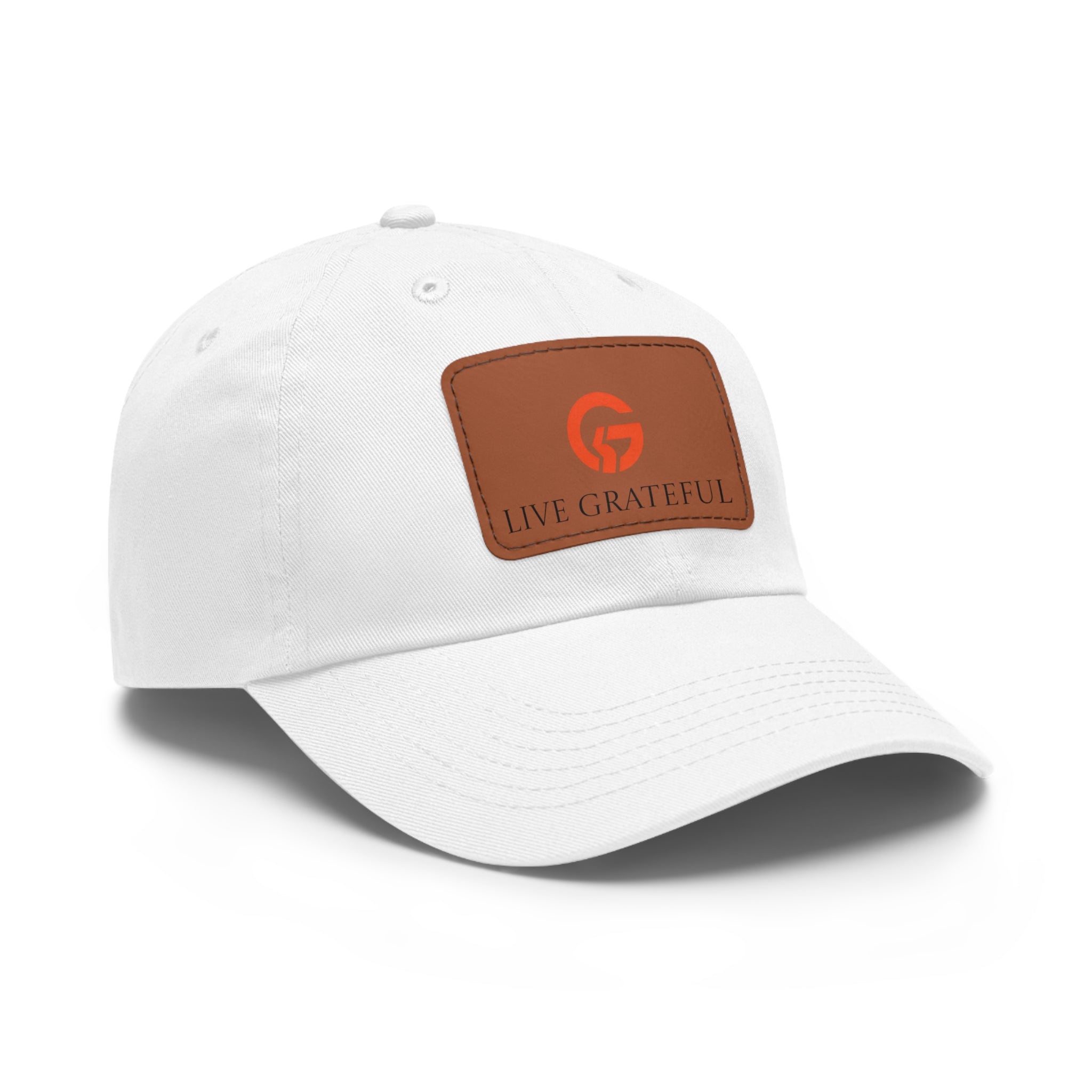 Live Grateful Leather Patch Hat — Casual Unisex Cotton Baseball Cap