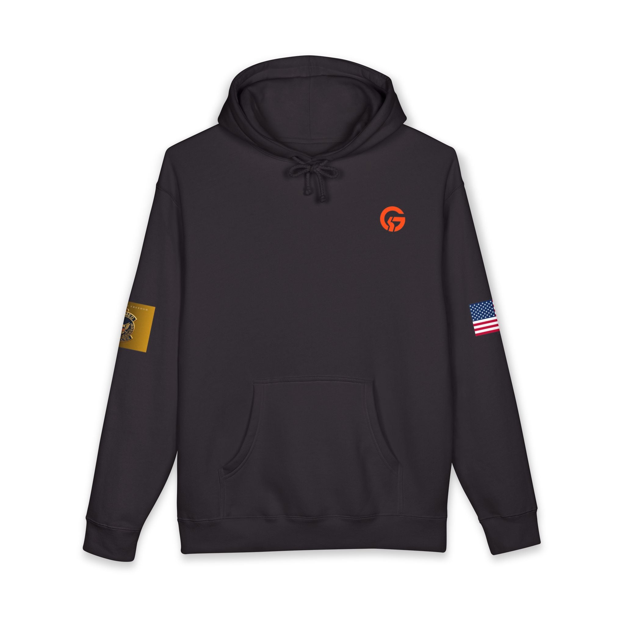 Armed Forces Gold Patch Hoodie — US Flag Sleeve Pullover