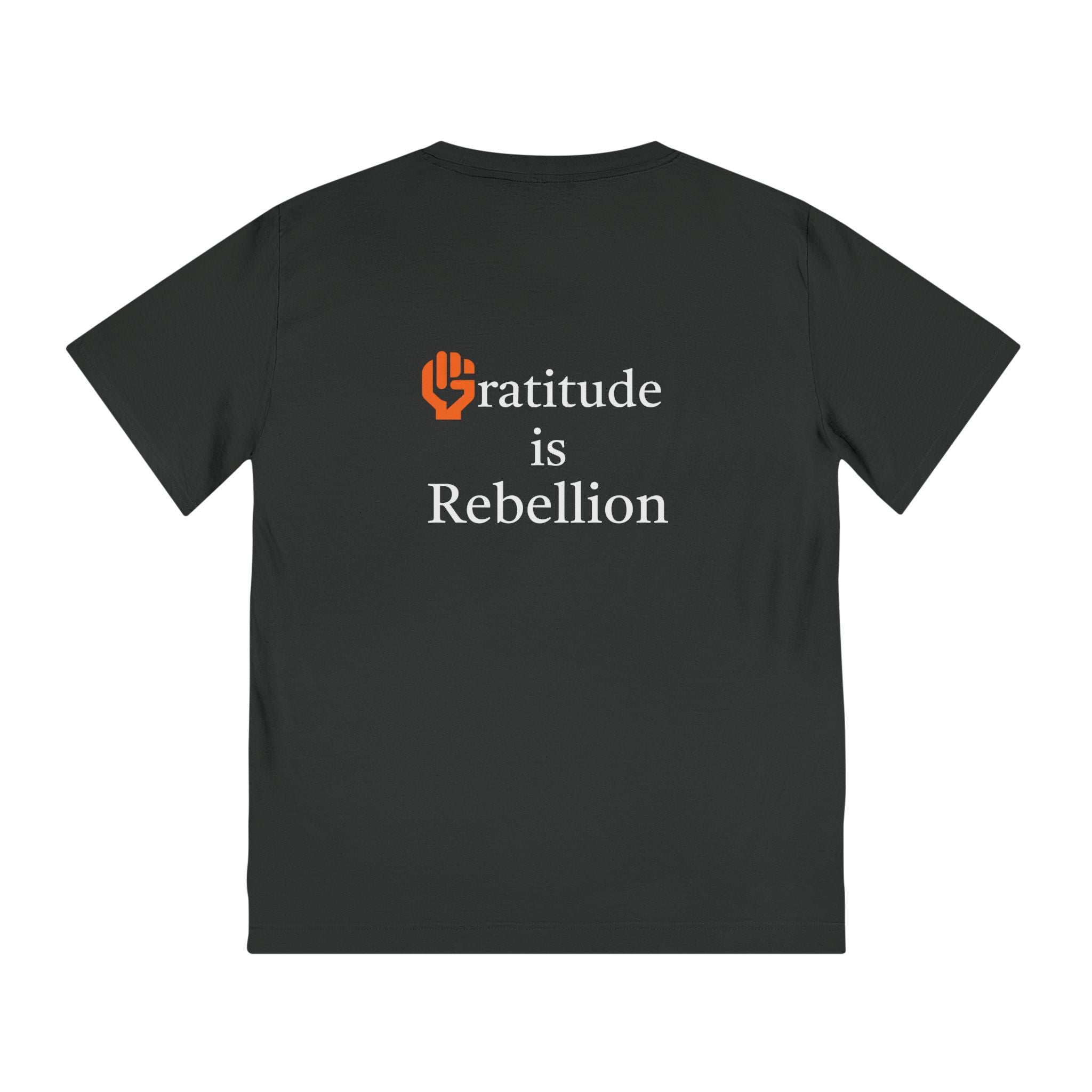 Live Grateful Black T-Shirt — "Gratitude is Rebellion" Minimal Positive Message Tee