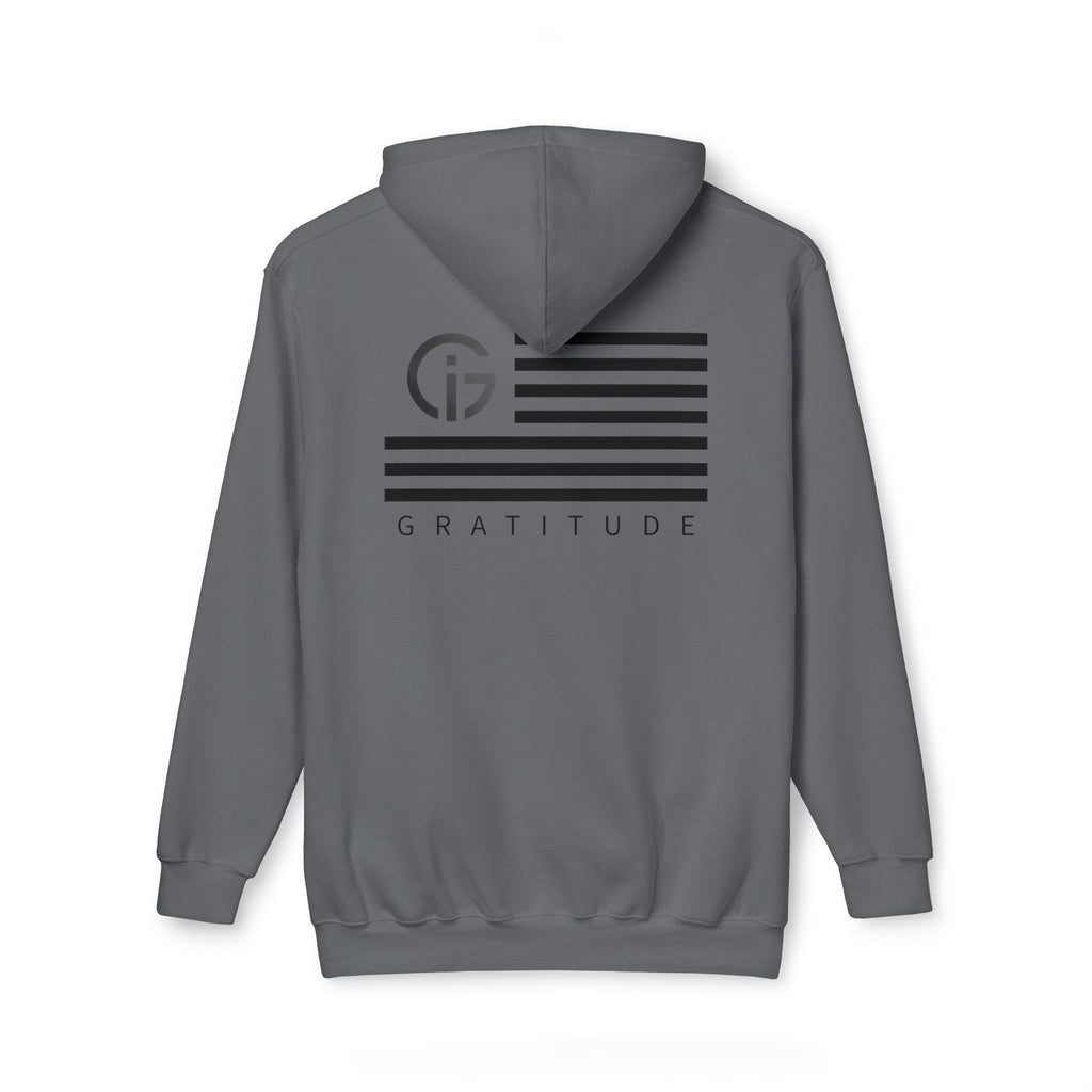 250 Years of Gratitude Flag Hoodie — Minimalist White Hooded Sweatshirt