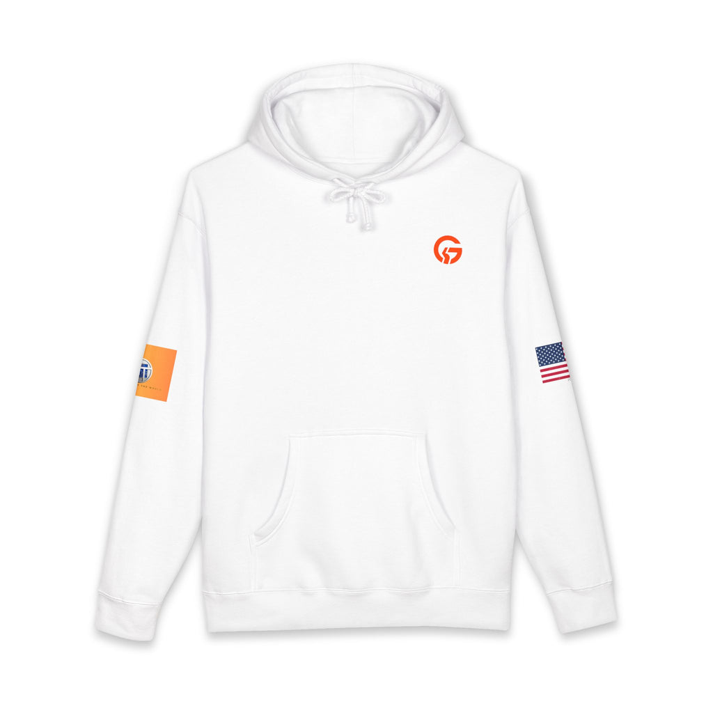 AI and or IT Gold Patch Hoodie — US Flag Sleeve Pullover