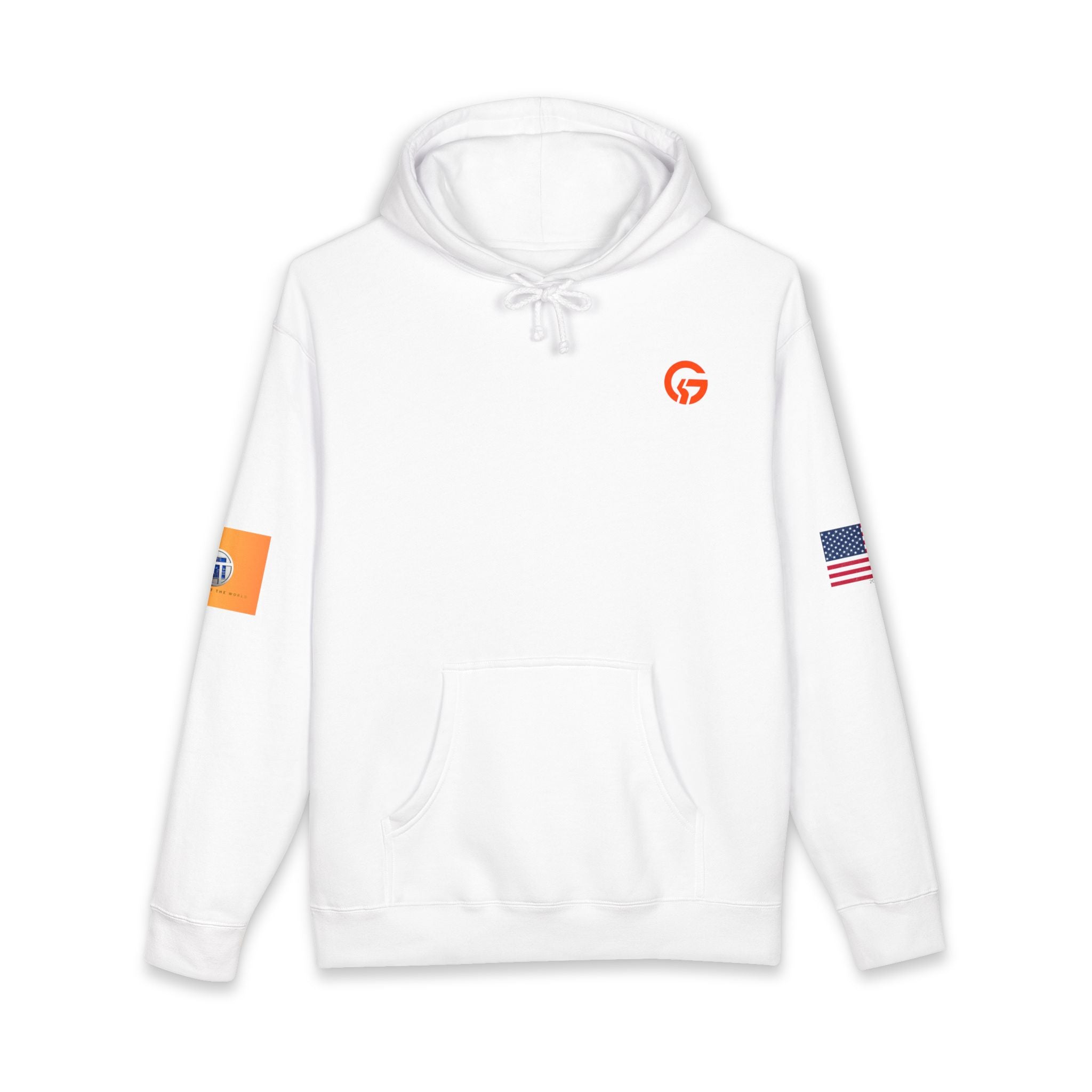 AI and or IT Gold Patch Hoodie — US Flag Sleeve Pullover