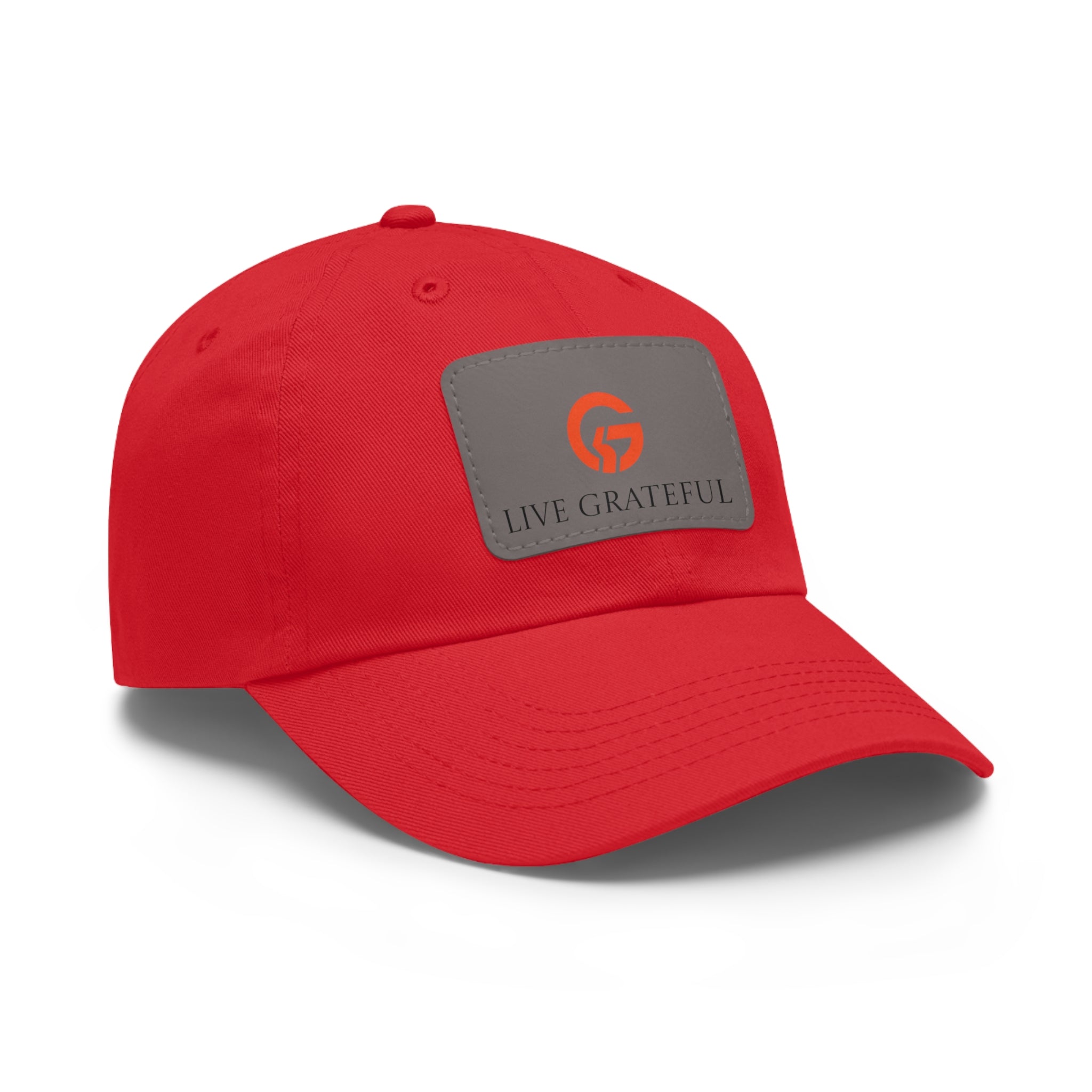 Live Grateful Leather Patch Hat — Casual Unisex Cotton Baseball Cap