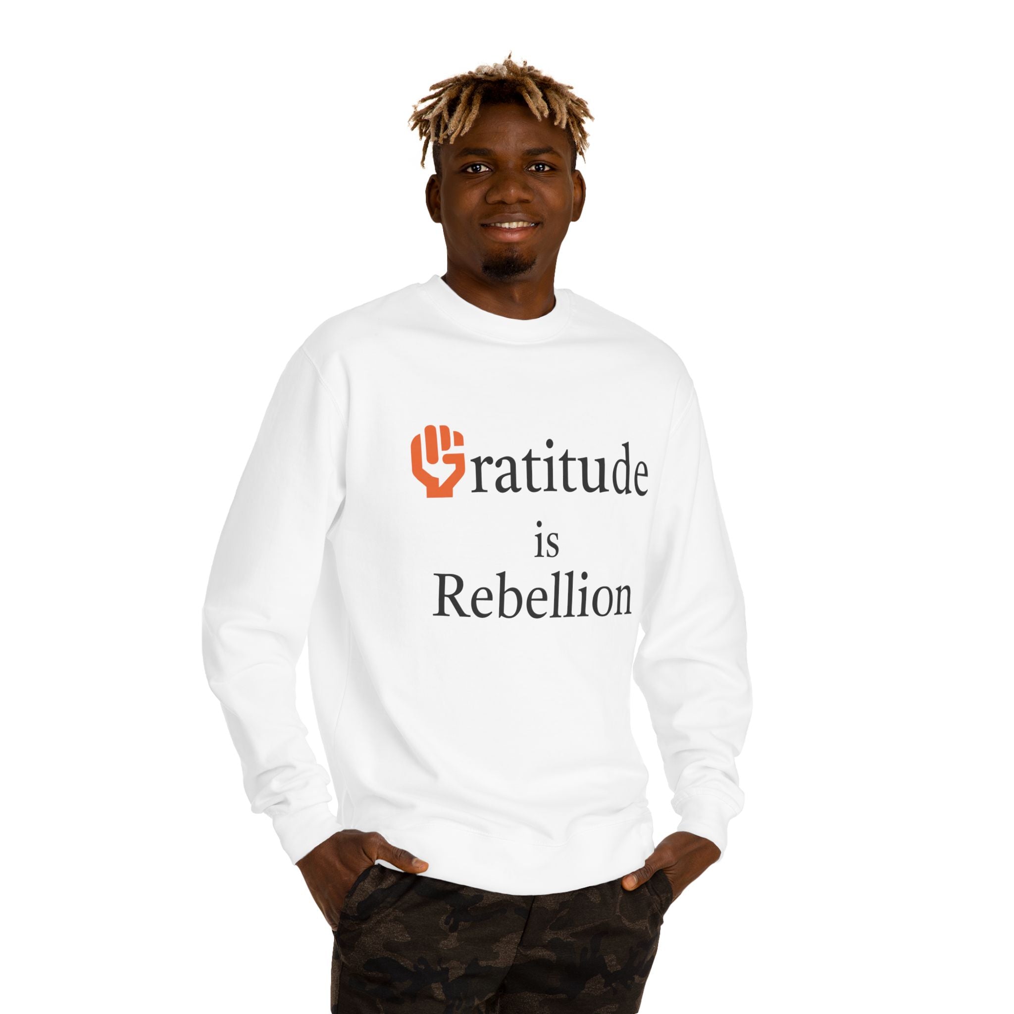 Fist Gratitude Is Rebellion Sweatshirt — "Live Grateful" Crewneck