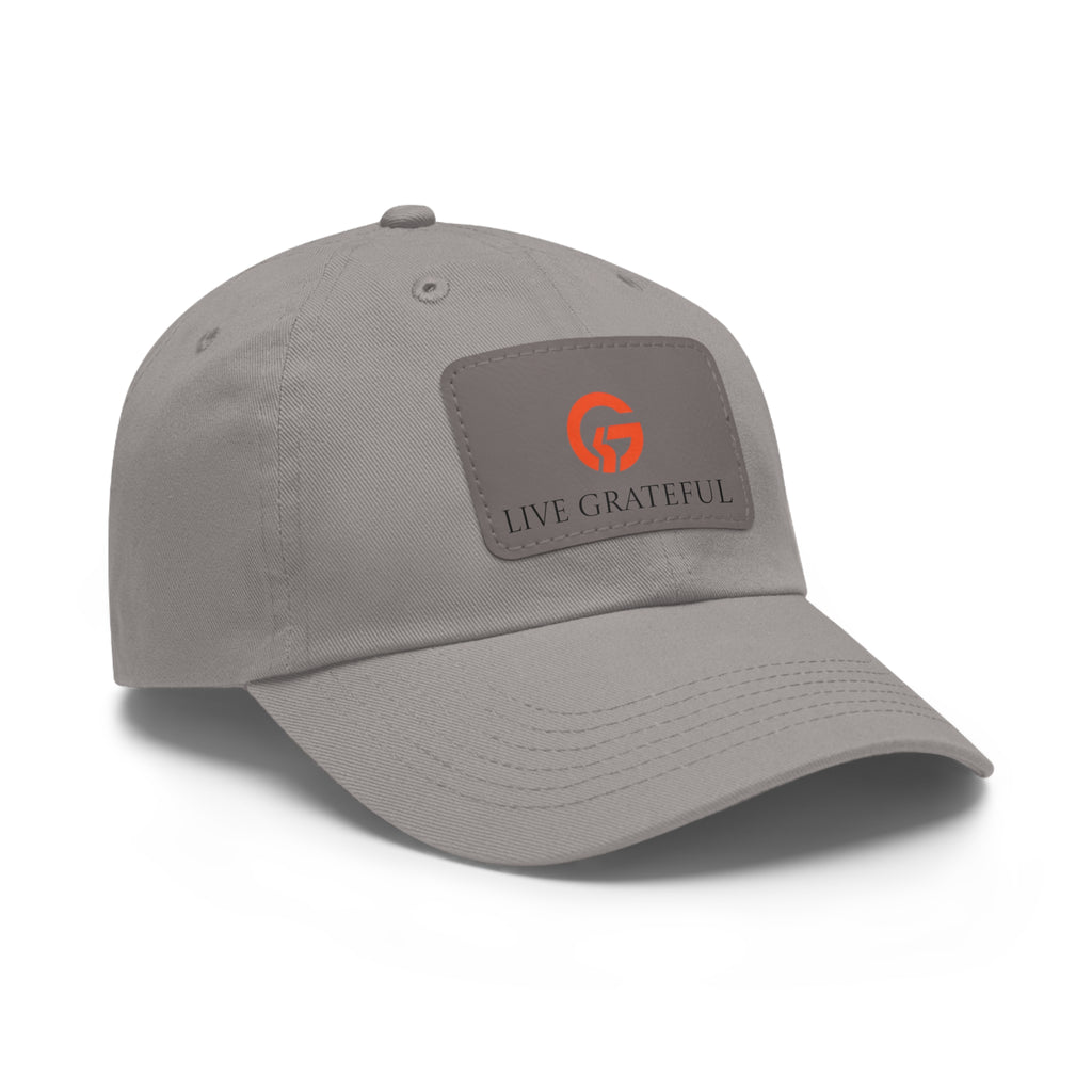Live Grateful Leather Patch Hat — Casual Unisex Cotton Baseball Cap