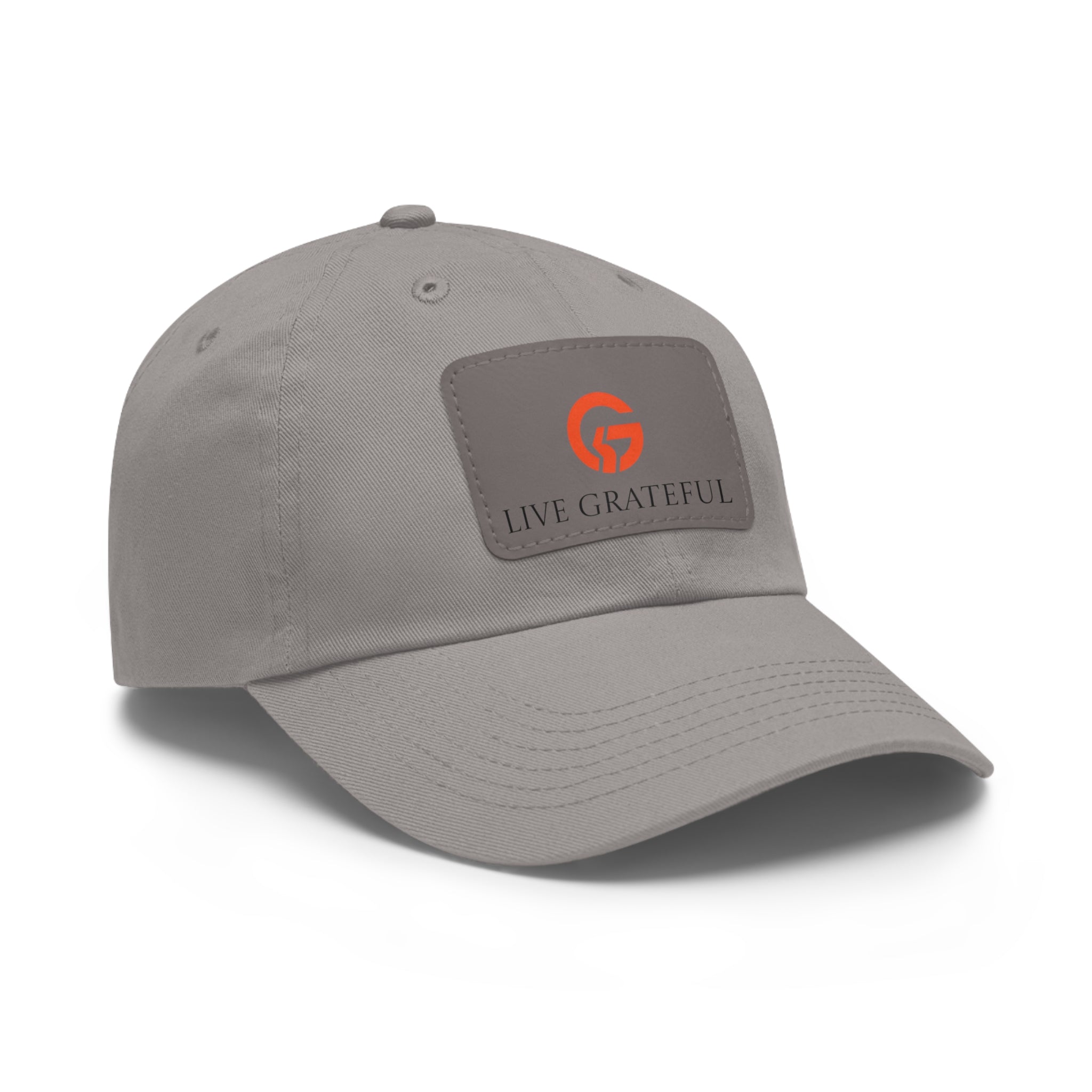 Live Grateful Leather Patch Hat — Casual Unisex Cotton Baseball Cap