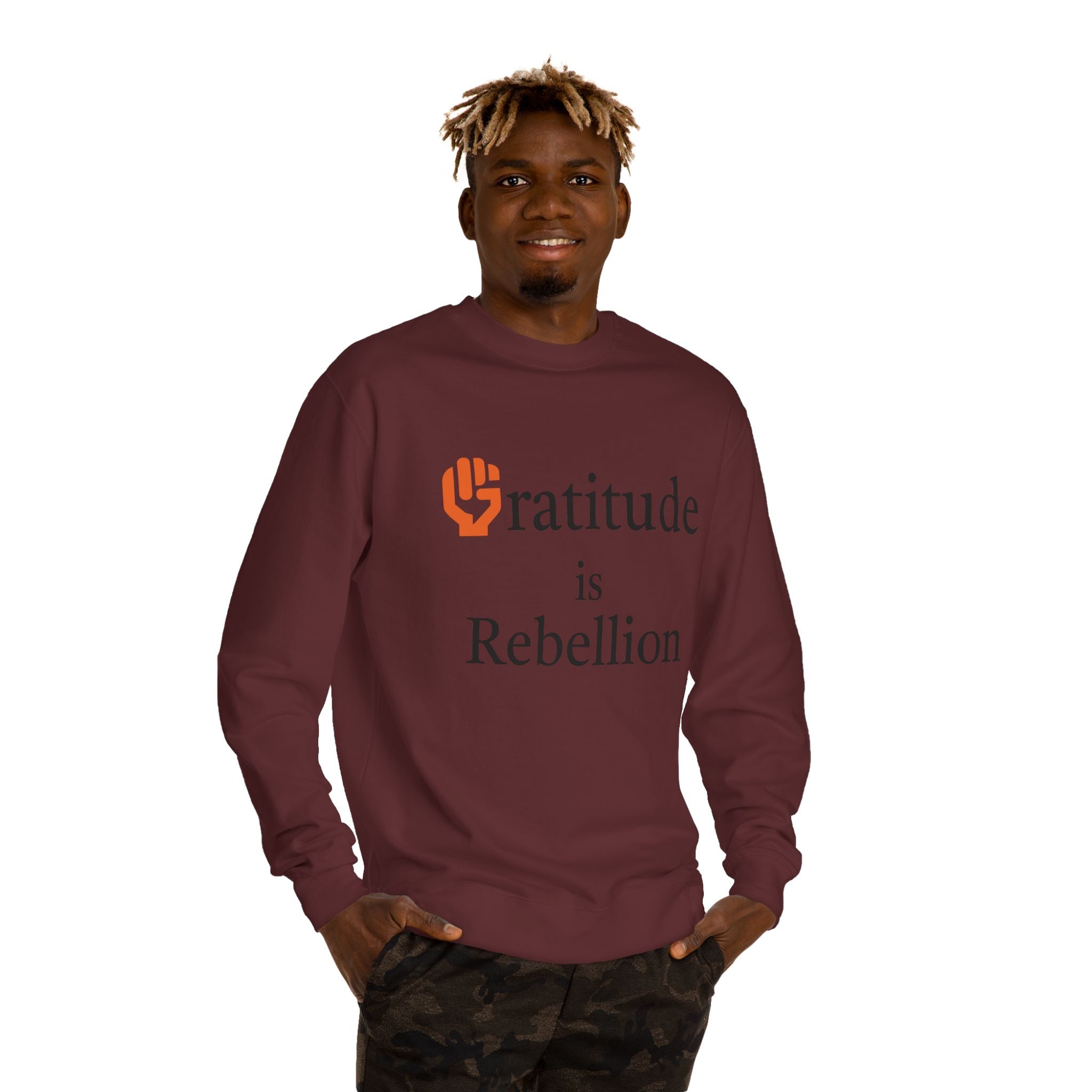 Fist Gratitude Is Rebellion Sweatshirt — "Live Grateful" Crewneck