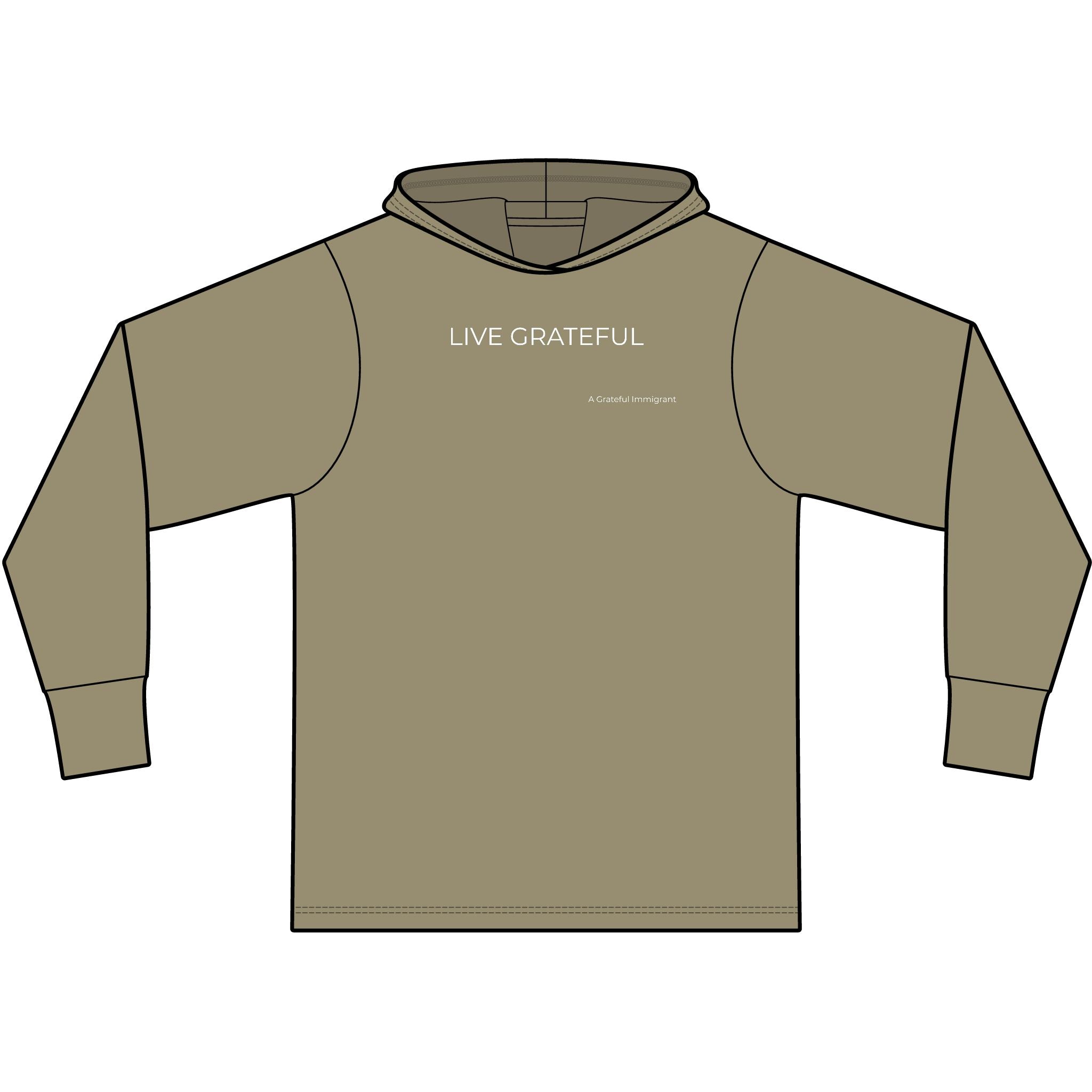 Unisex Cotton Long Sleeve Hooded Live Grateful T-Shirt