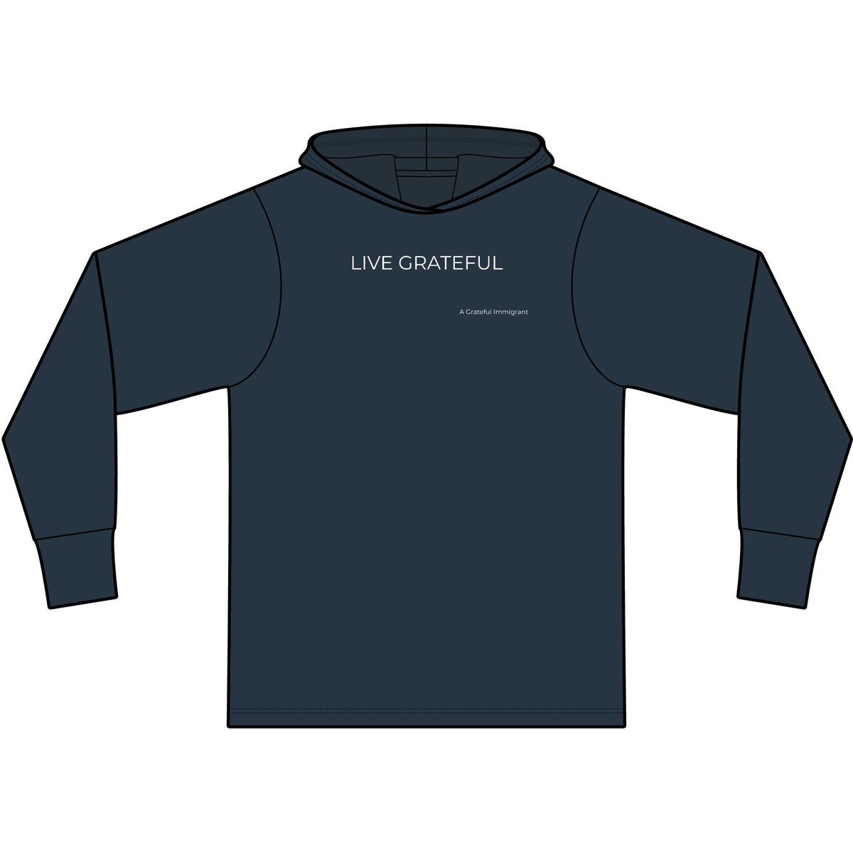 Unisex Cotton Long Sleeve Hooded Live Grateful T-Shirt
