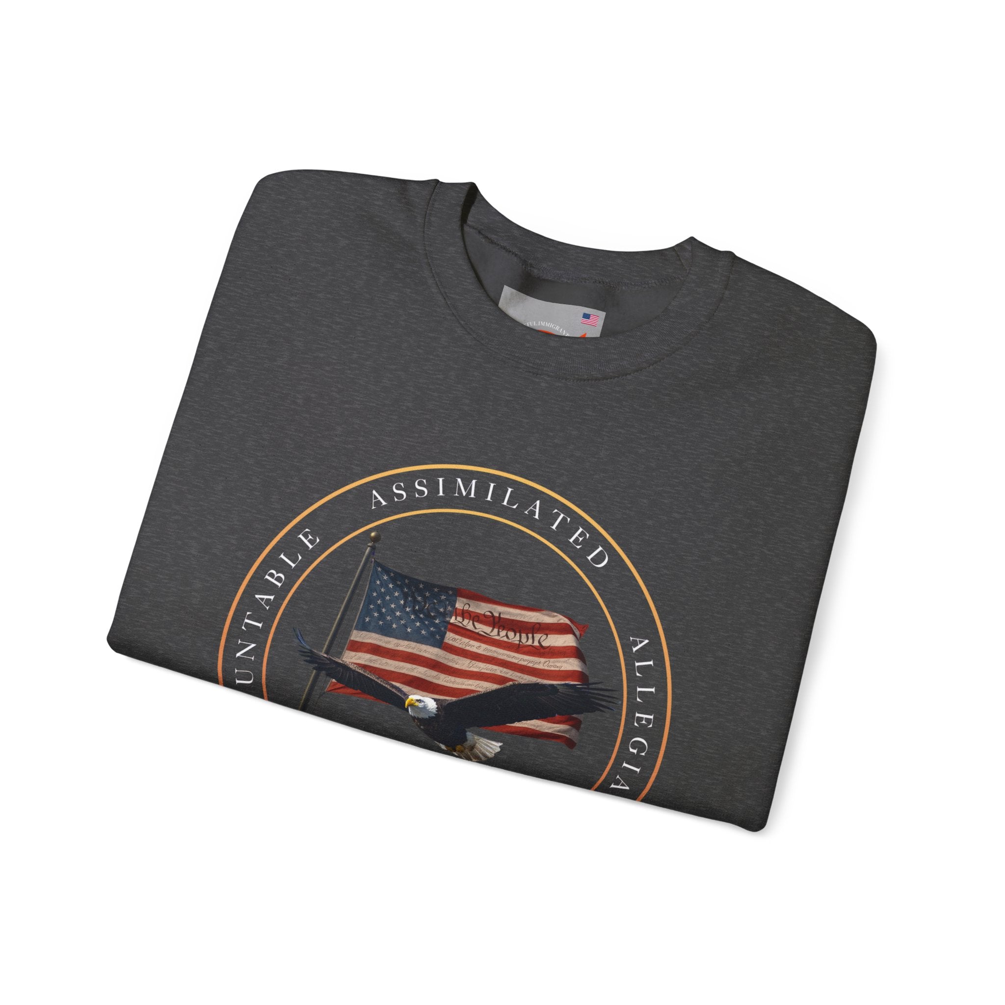 250 Grateful Seal Crewneck Sweatshirt — Retro American Flag '1776–2026' Circle Emblem with 'Live Grateful' Back