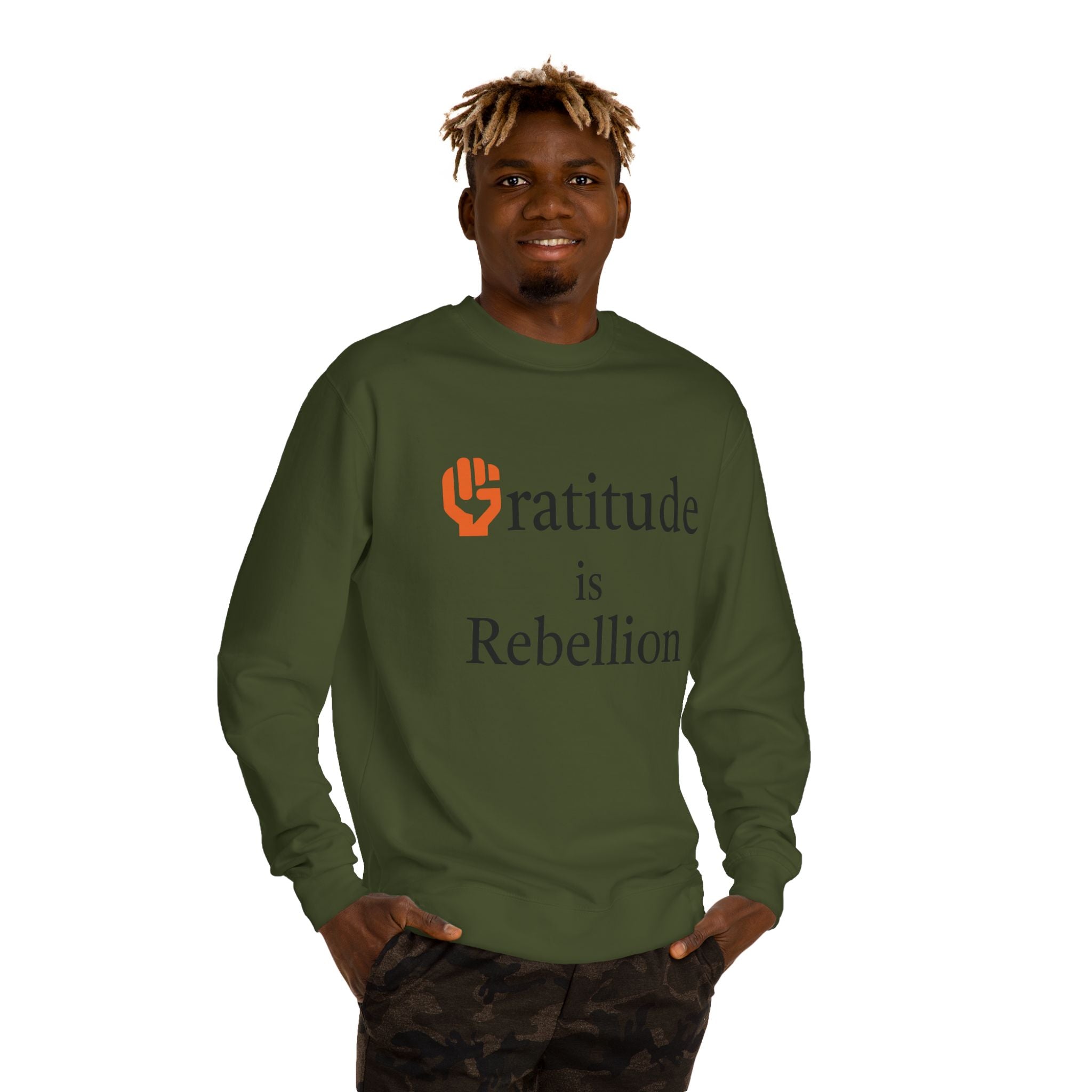 Fist Gratitude Is Rebellion Sweatshirt — "Live Grateful" Crewneck