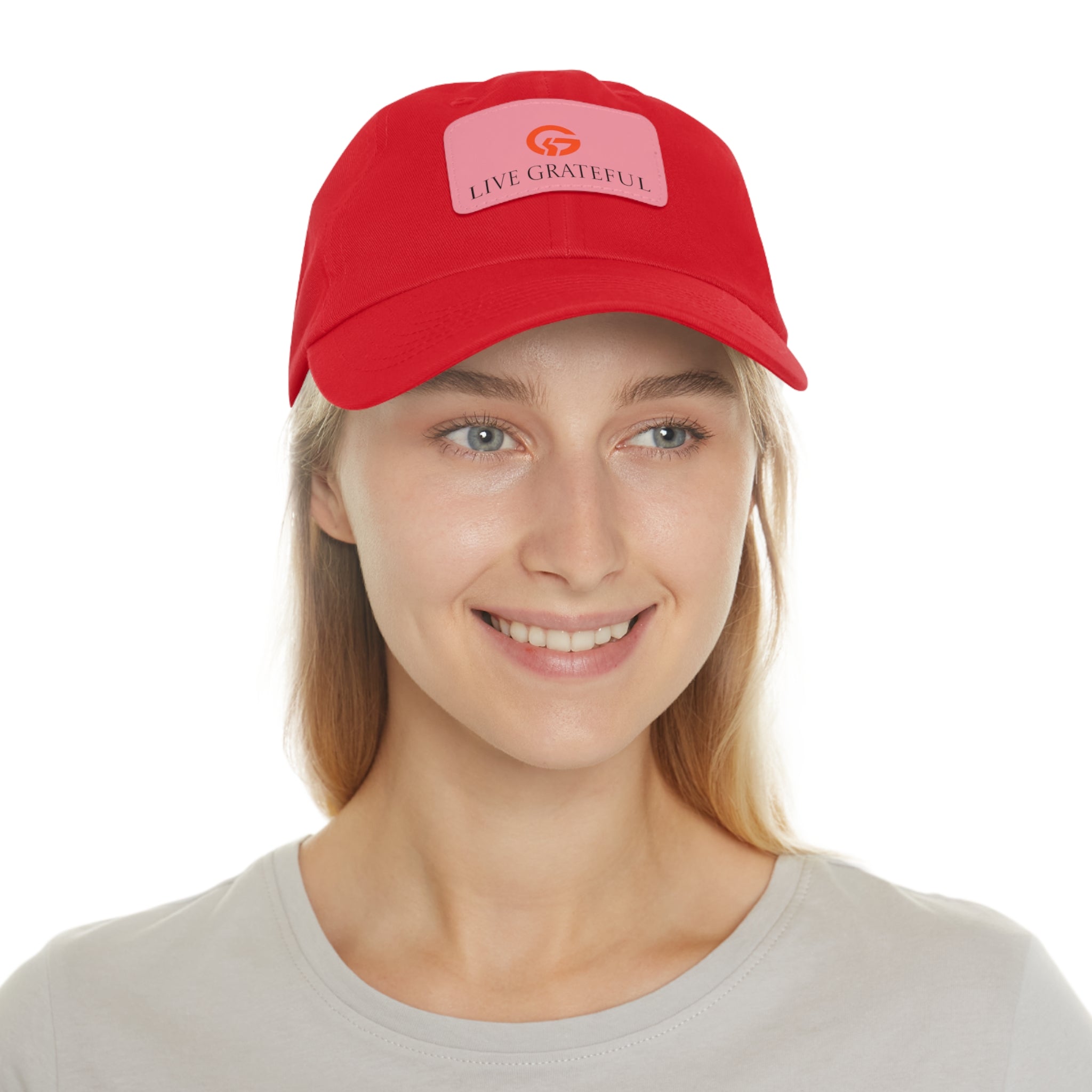 Live Grateful Leather Patch Hat — Casual Unisex Cotton Baseball Cap