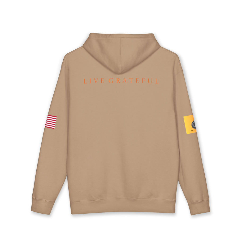 Hotel and Restaurant Gold Patch Hoodie — US Flag Sleeve Pullover