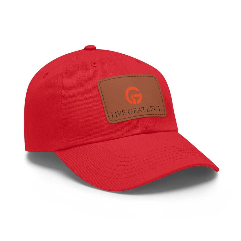 Live Grateful Leather Patch Hat — Casual Unisex Cotton Baseball Cap