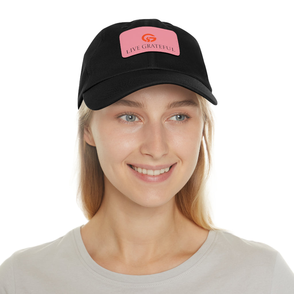 Live Grateful Leather Patch Hat — Casual Unisex Cotton Baseball Cap