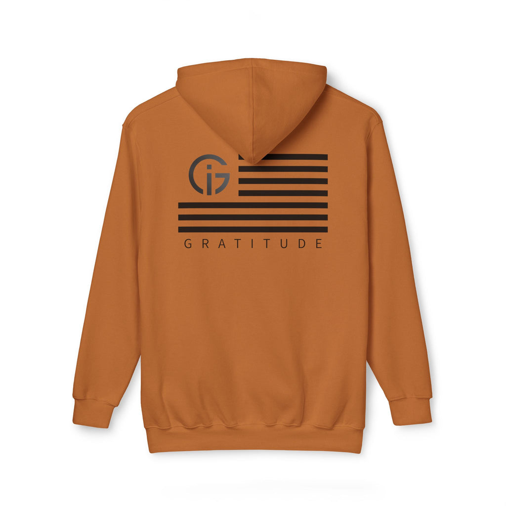 250 Years of Gratitude Flag Hoodie — Minimalist White Hooded Sweatshirt