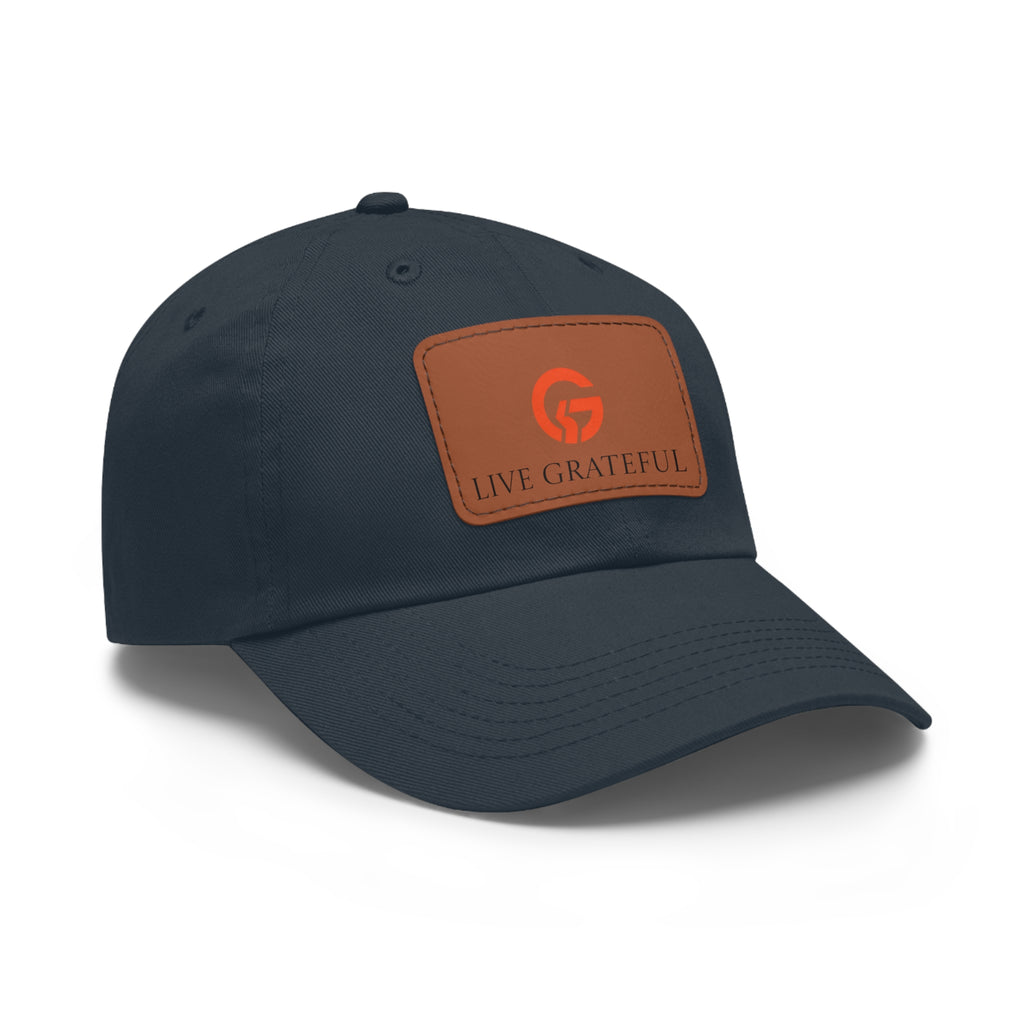 Live Grateful Leather Patch Hat — Casual Unisex Cotton Baseball Cap