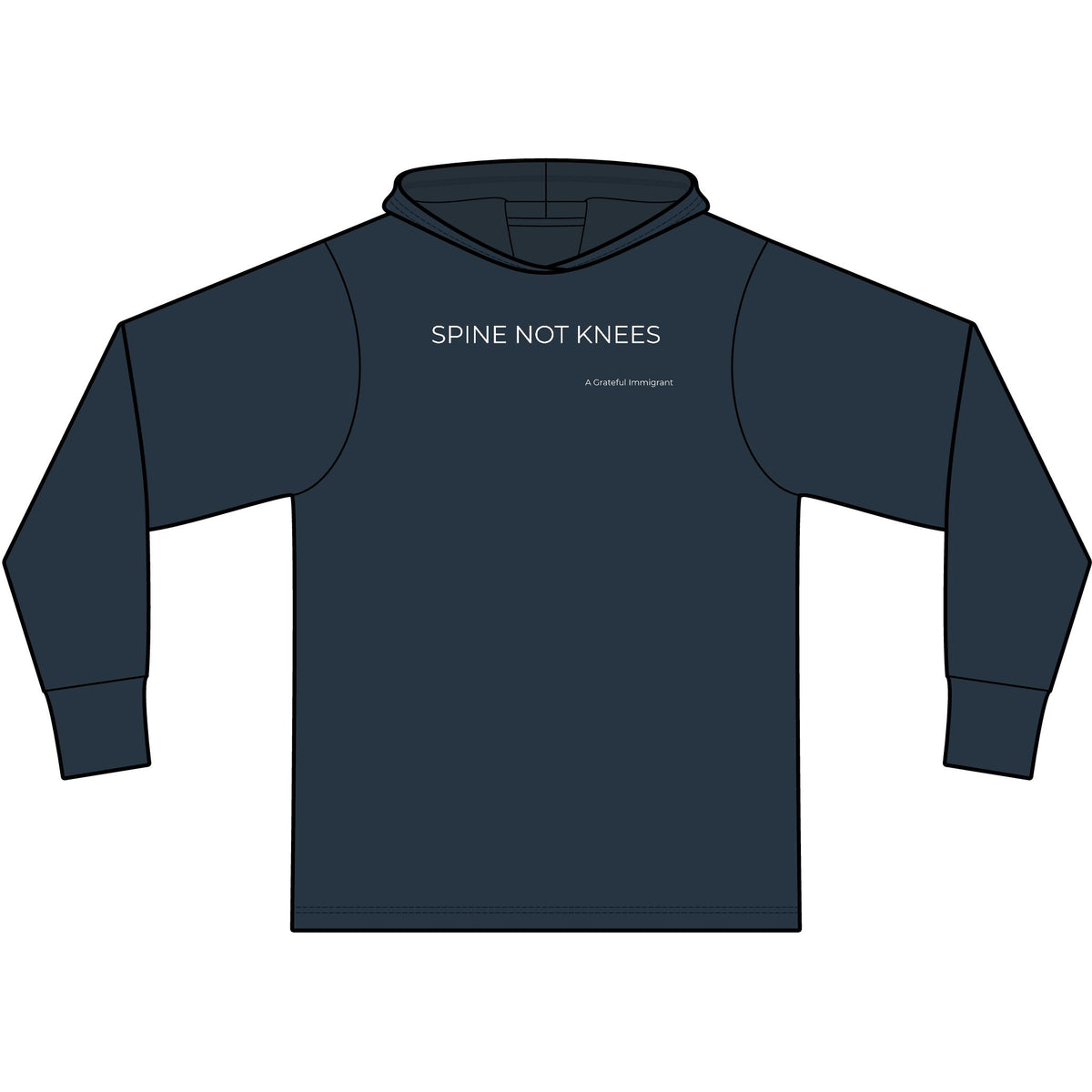 Unisex Cotton Long Sleeve Hooded Spine Not Knees T-Shirt