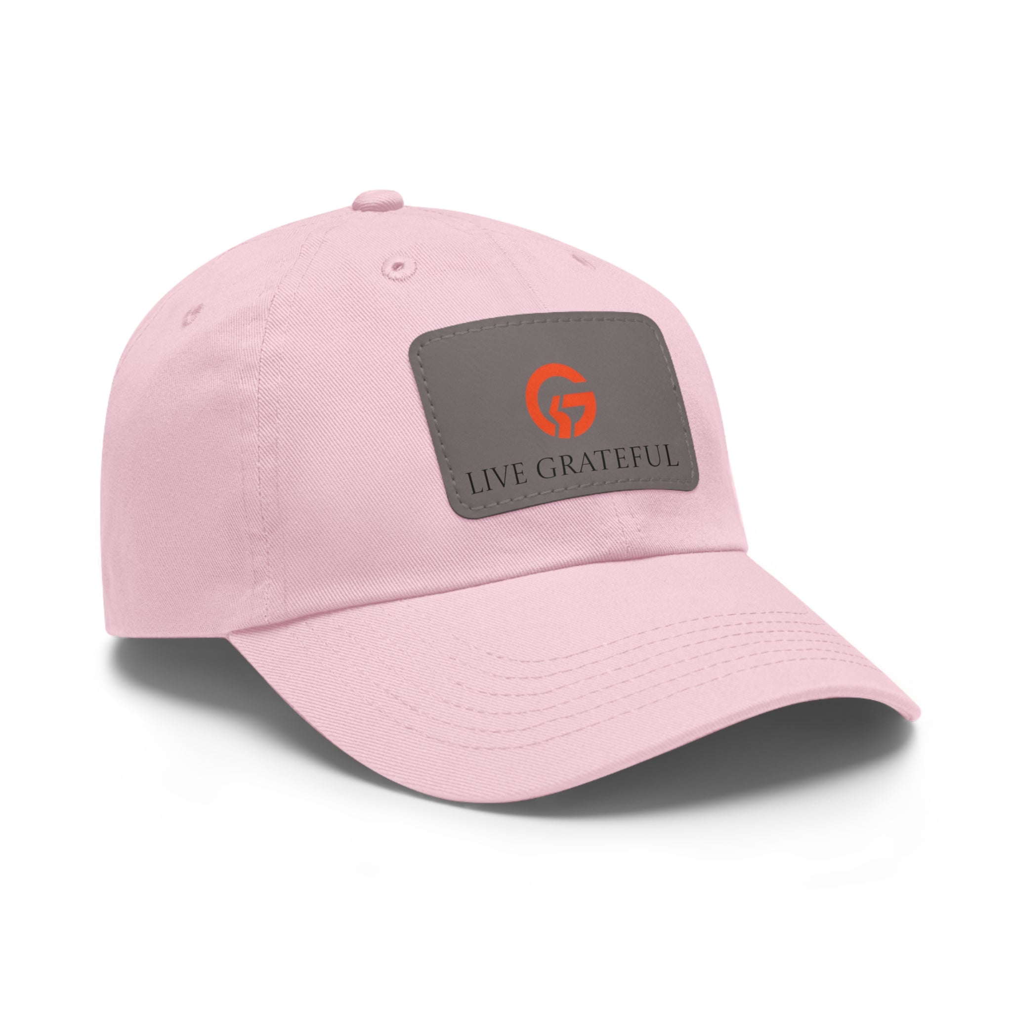 Live Grateful Leather Patch Hat — Casual Unisex Cotton Baseball Cap