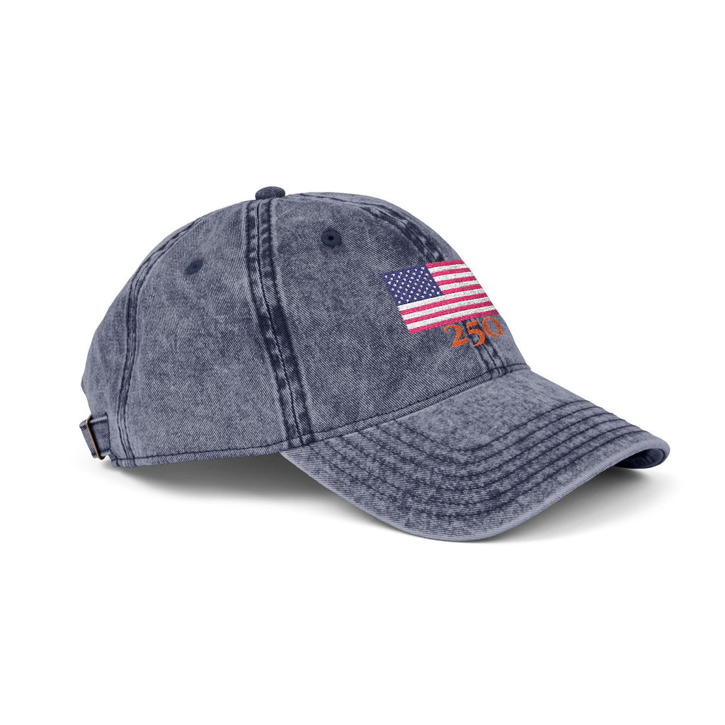 250 Vintage Embroidered Baseball Cap — American Flag "4:30" Design