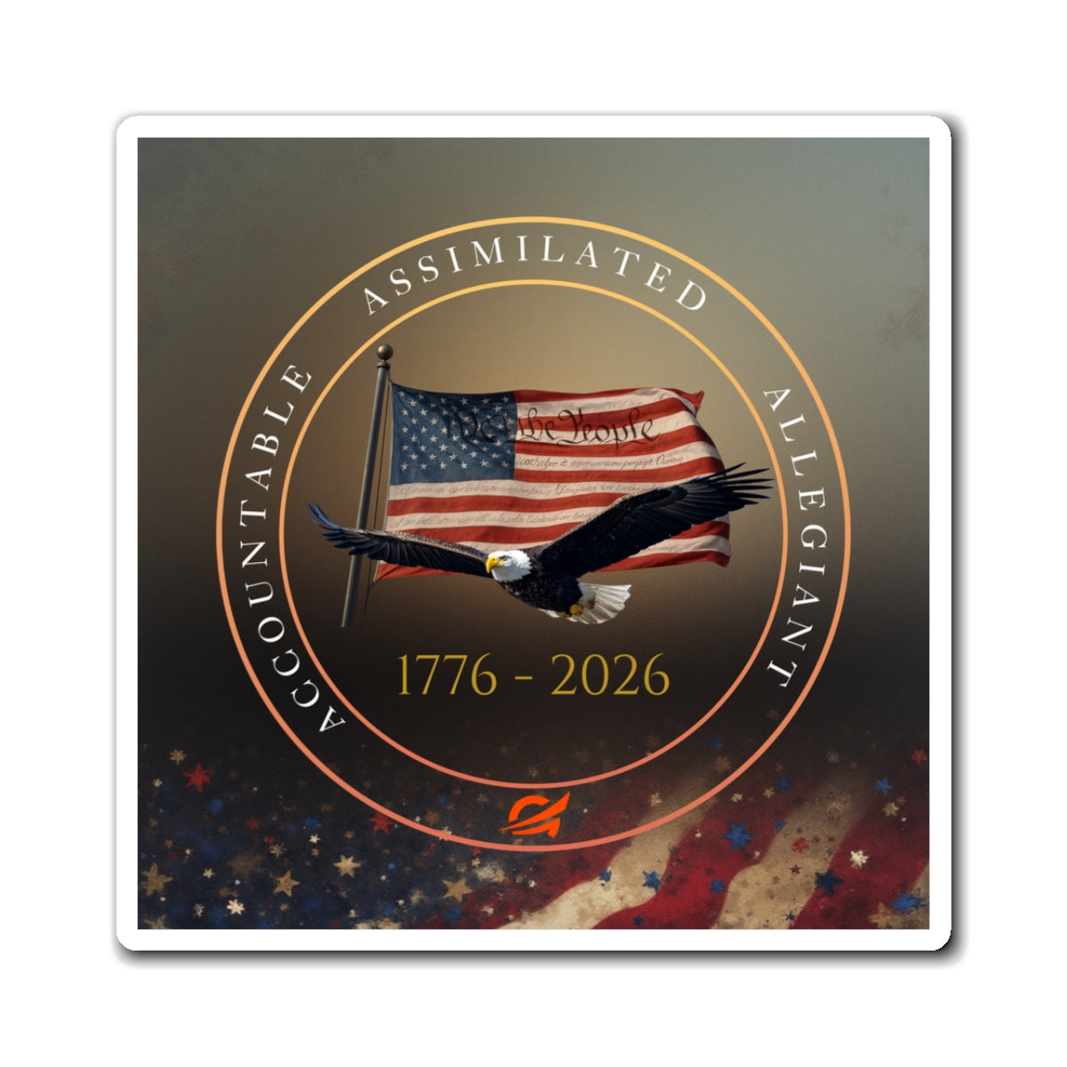 250 Grateful Patriotic Eagle Flag Magnet — "1776–2026" Anniversary American Pride