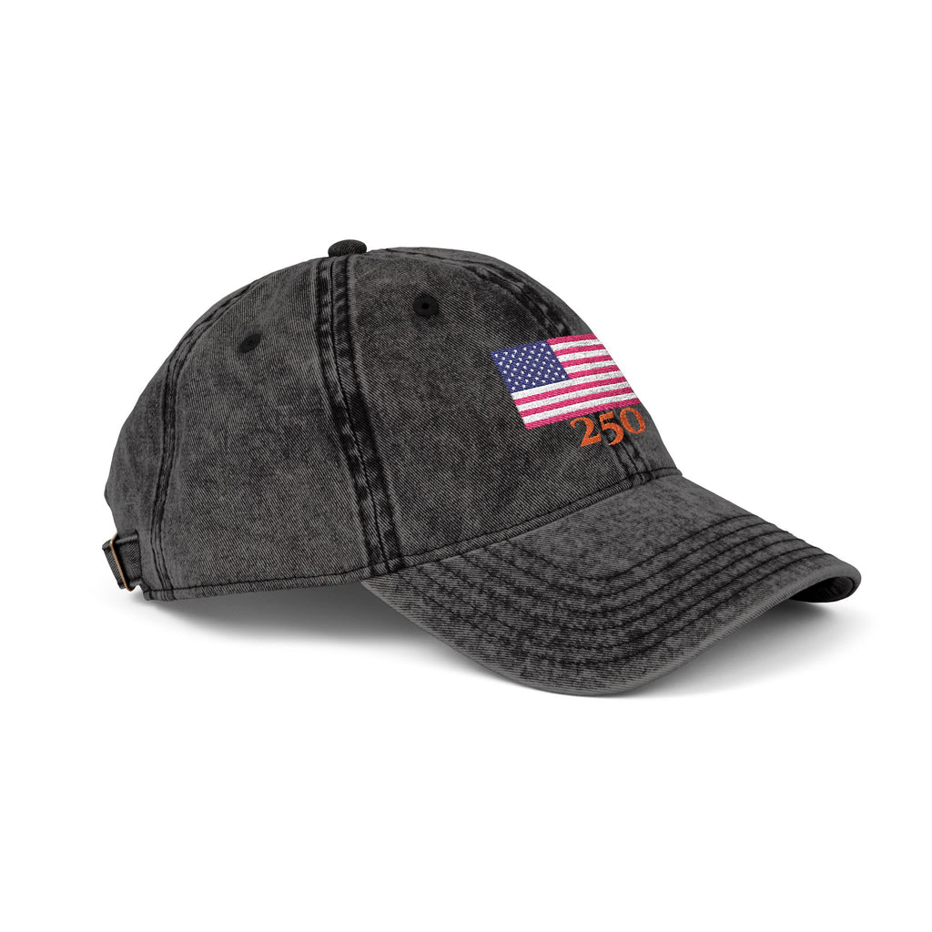 250 Vintage Embroidered Baseball Cap — American Flag "4:30" Design