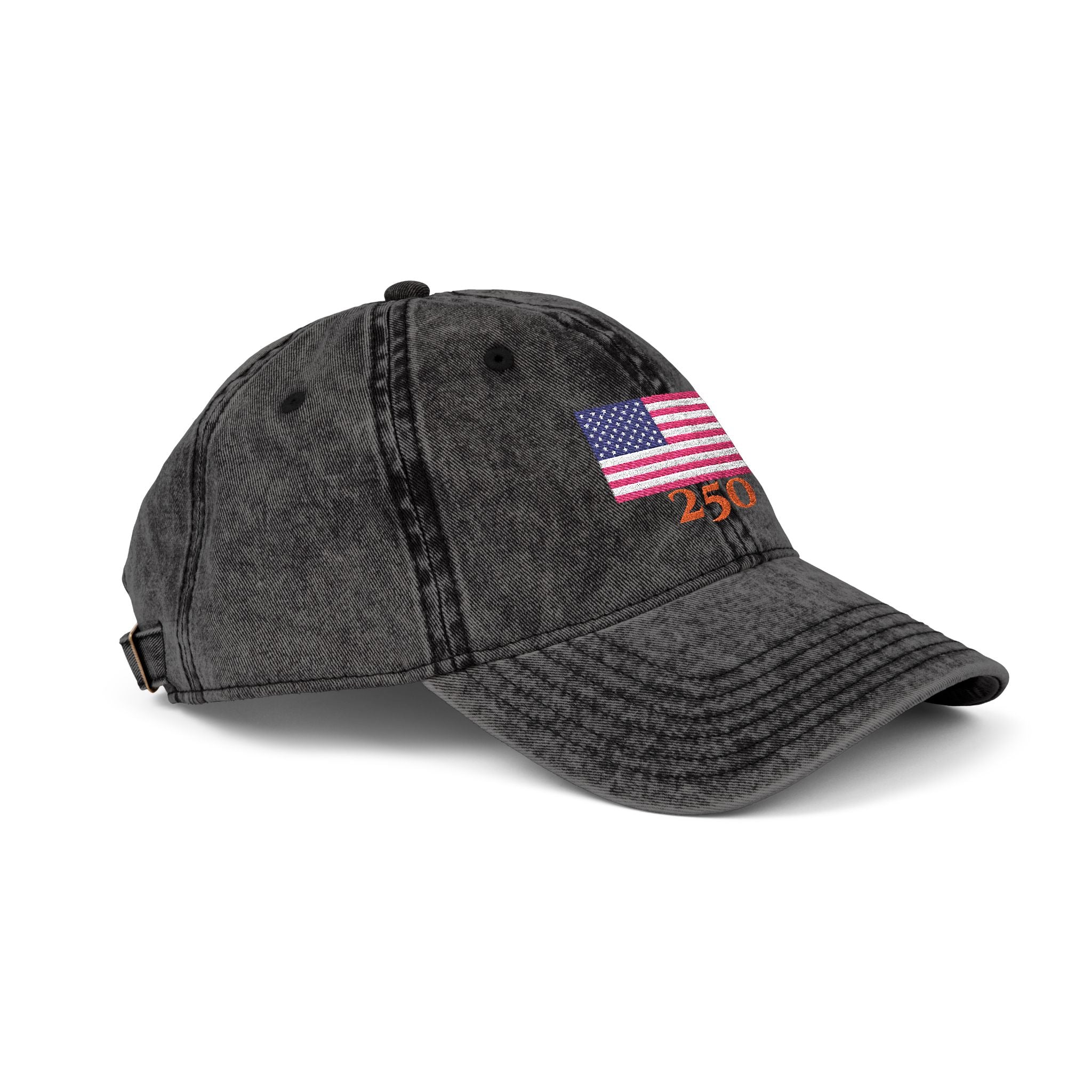 250 Vintage Embroidered Baseball Cap — American Flag "4:30" Design