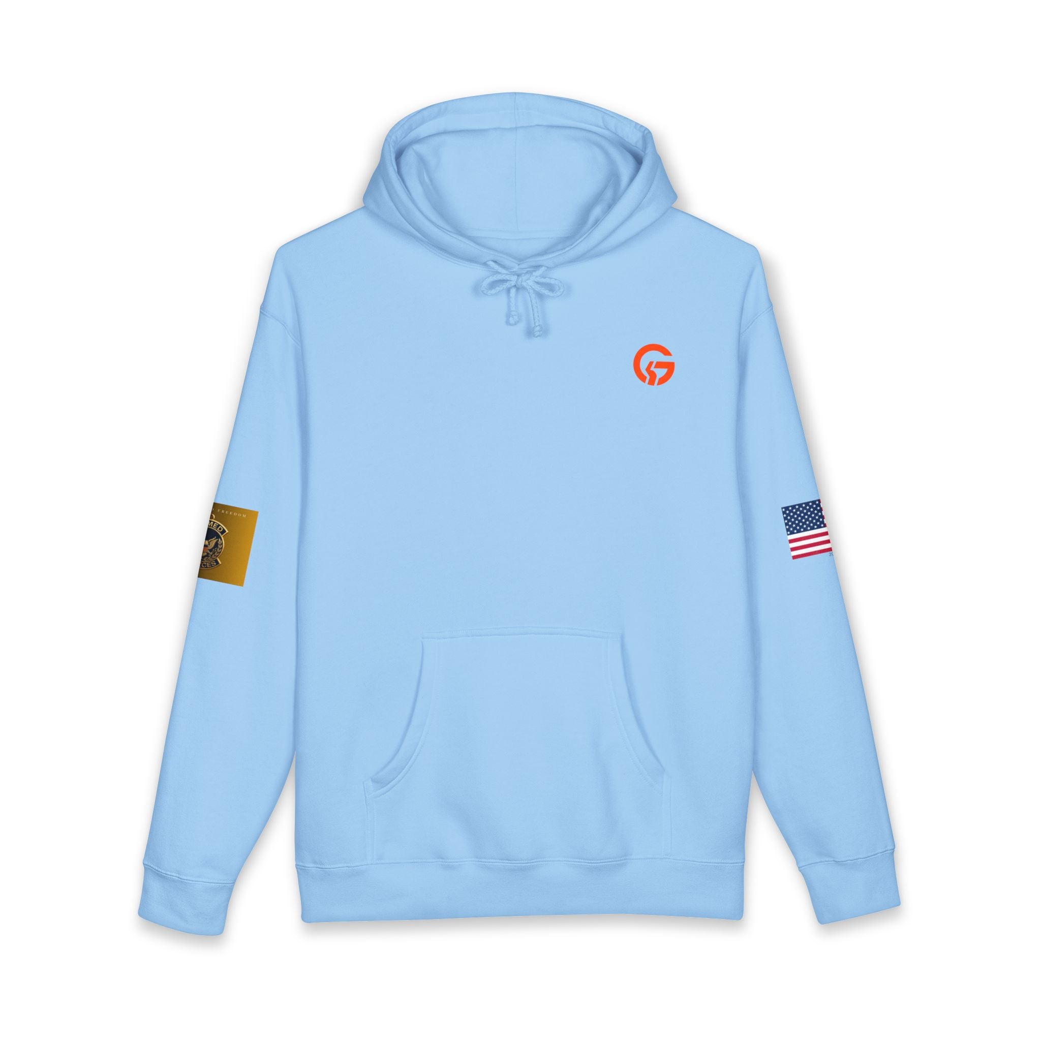 Armed Forces Gold Patch Hoodie — US Flag Sleeve Pullover