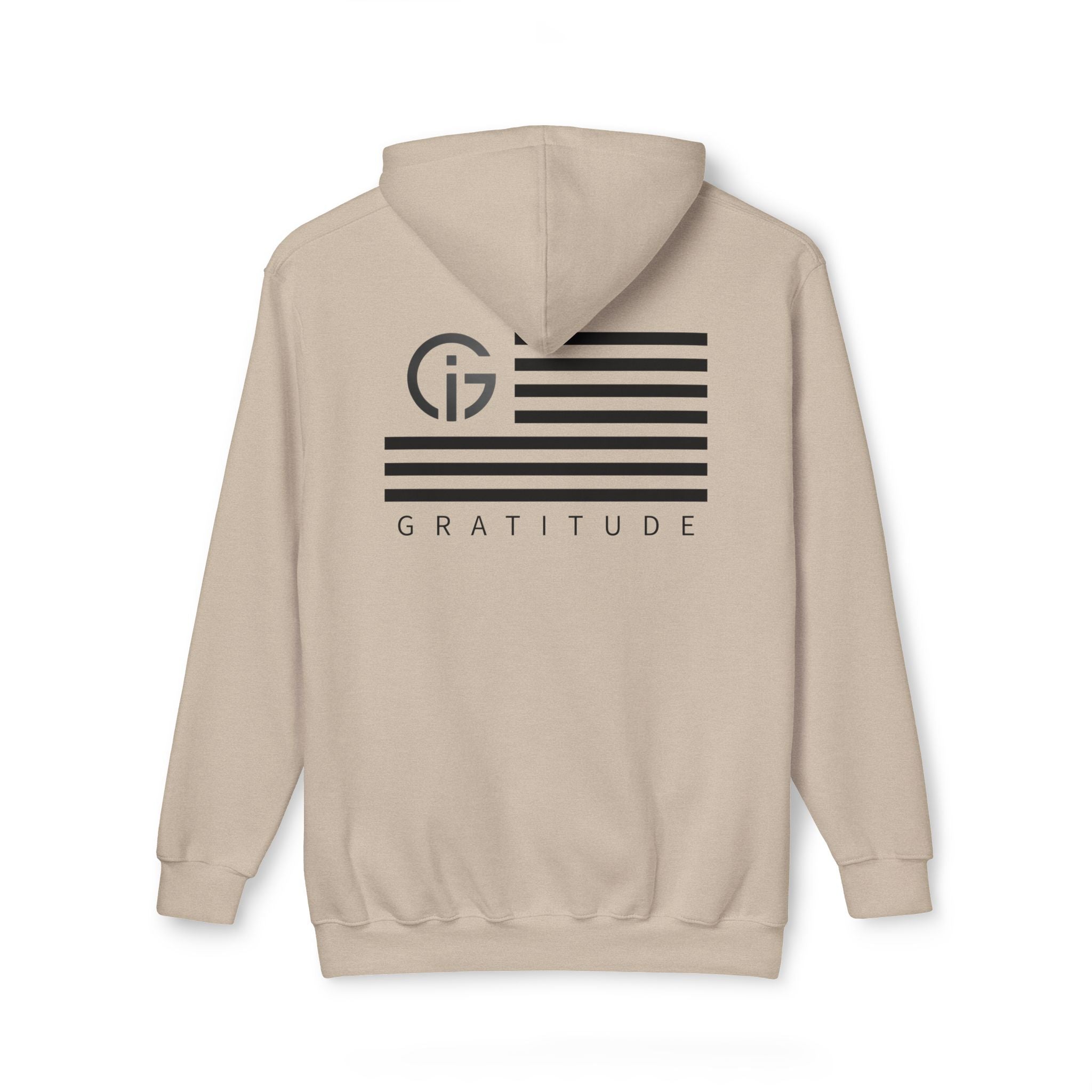 250 Years of Gratitude Flag Hoodie — Minimalist White Hooded Sweatshirt