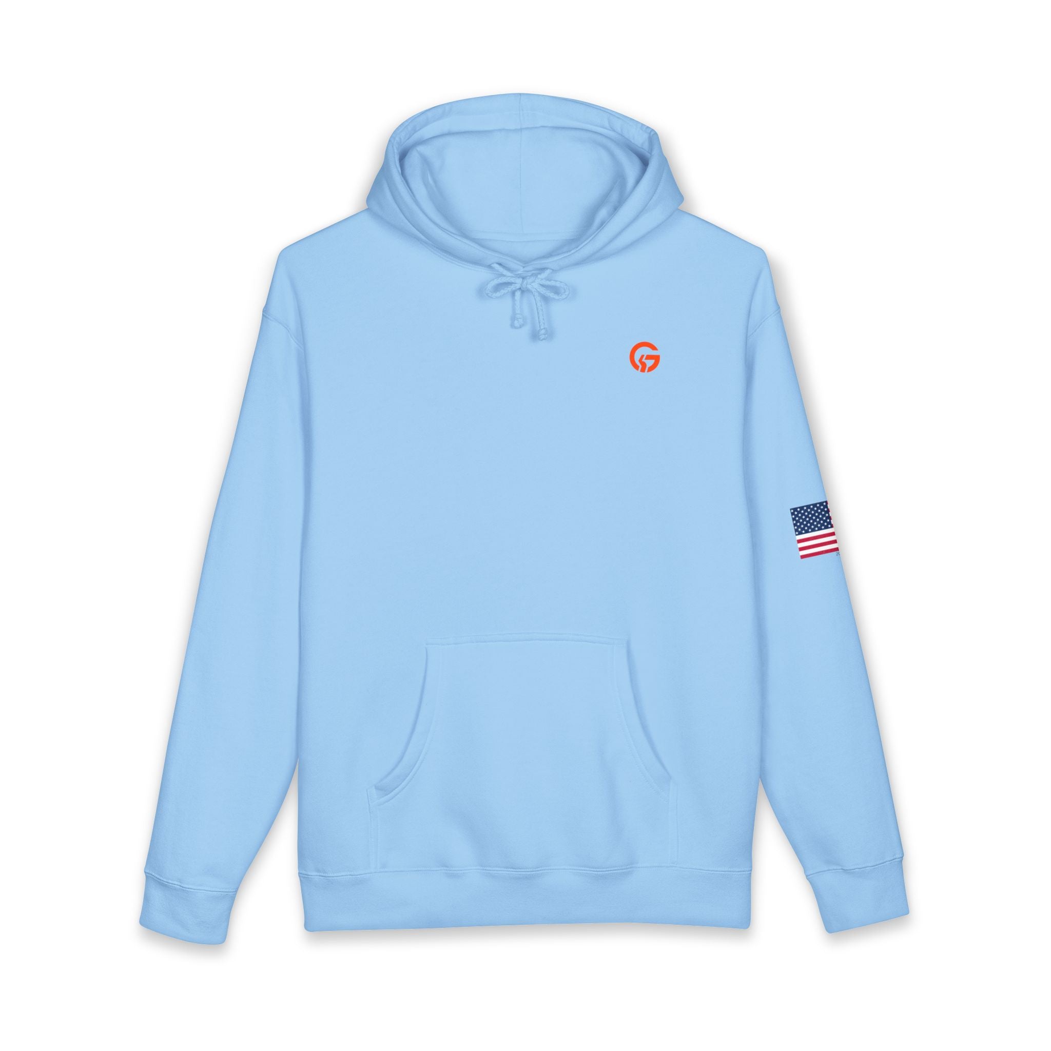 Grateful Life Hoodie — "Live Grateful" Lightweight Pullover with American Flag Sleeve