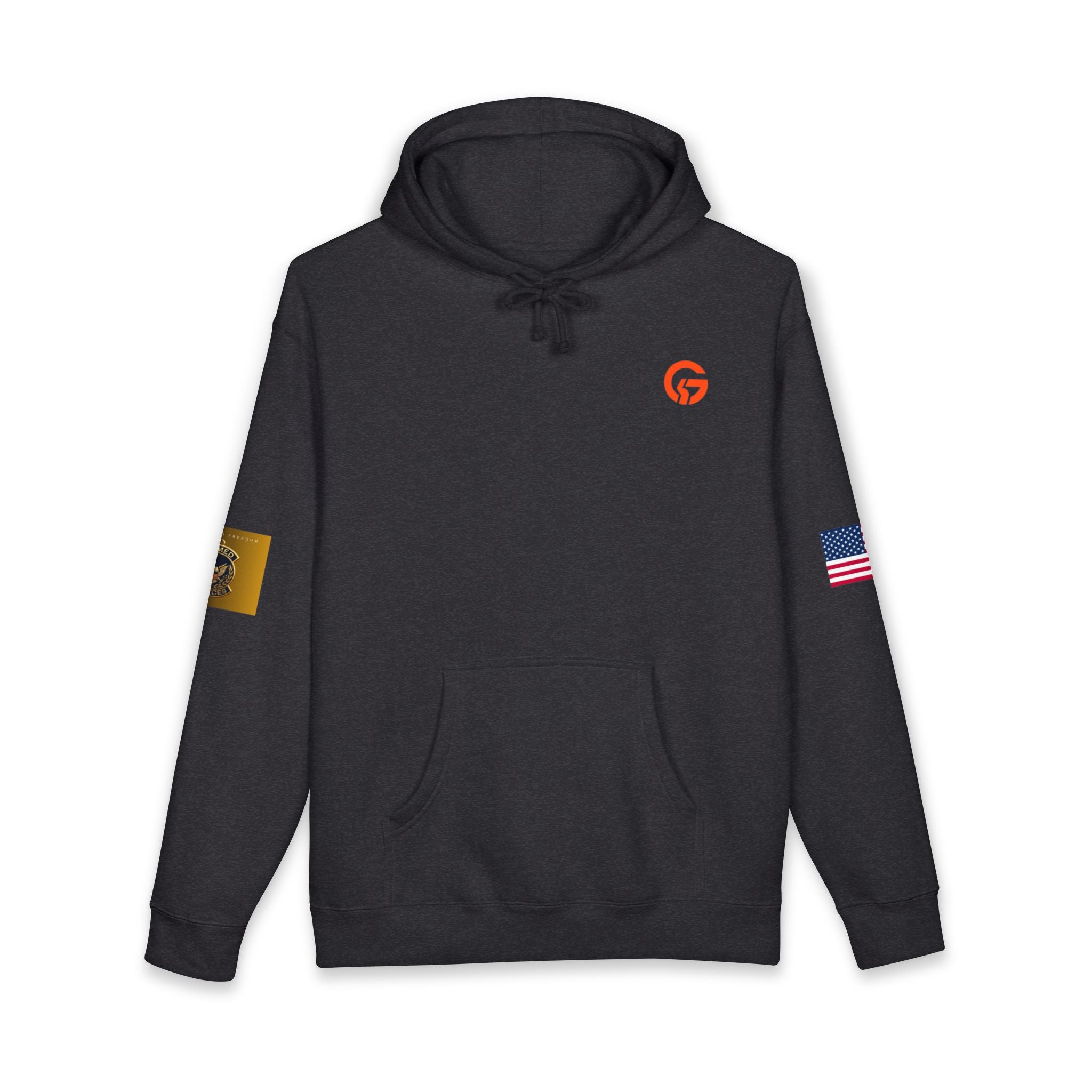 Armed Forces Gold Patch Hoodie — US Flag Sleeve Pullover