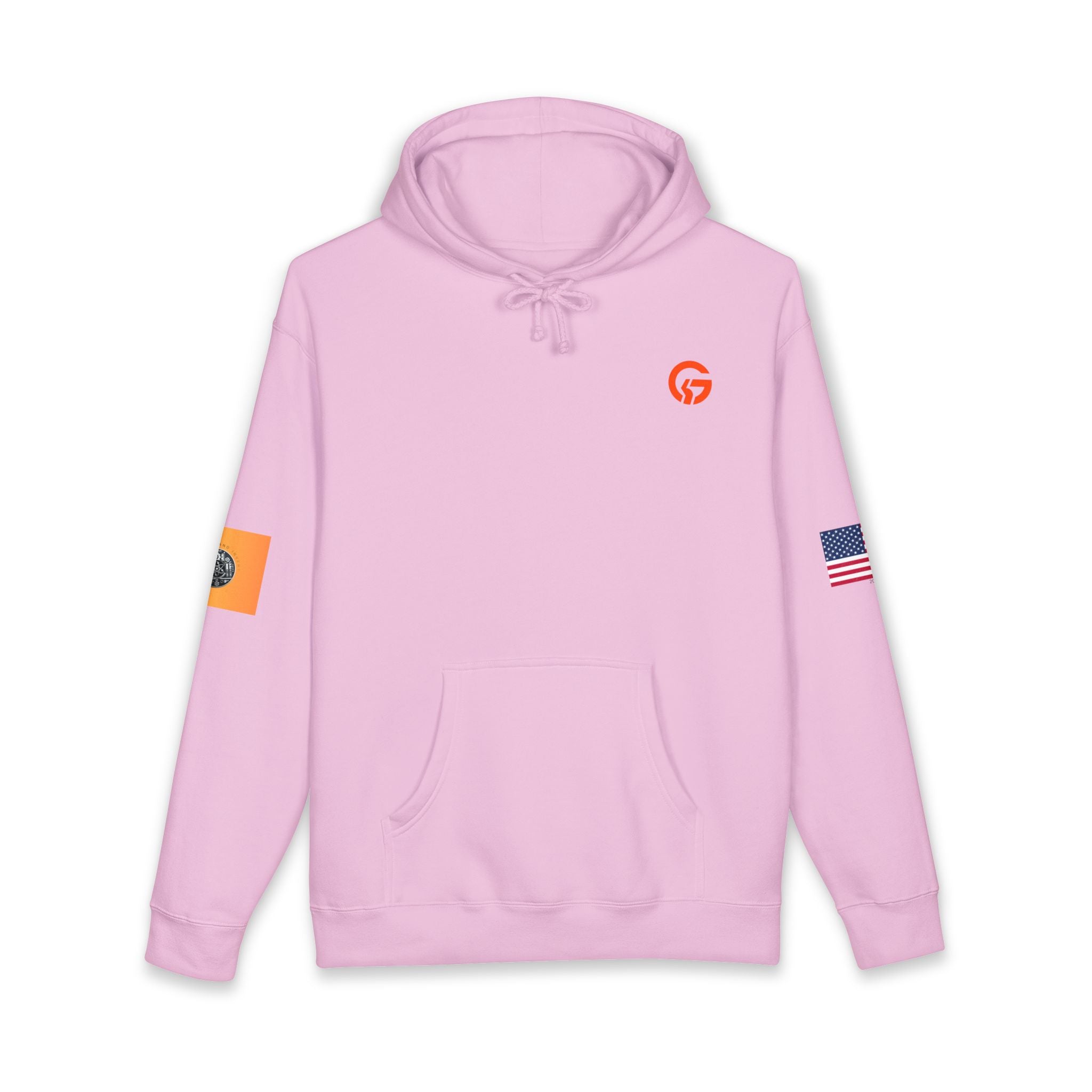 Engineering Gold Patch Hoodie — US Flag Sleeve Pullover