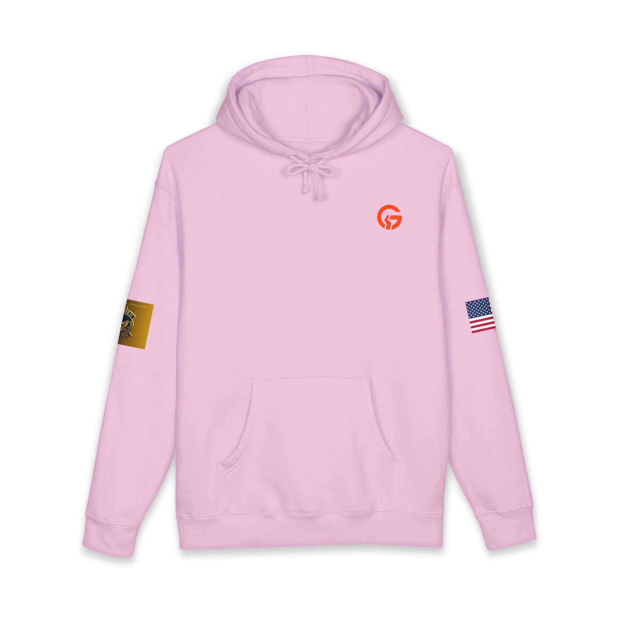 Armed Forces Gold Patch Hoodie — US Flag Sleeve Pullover