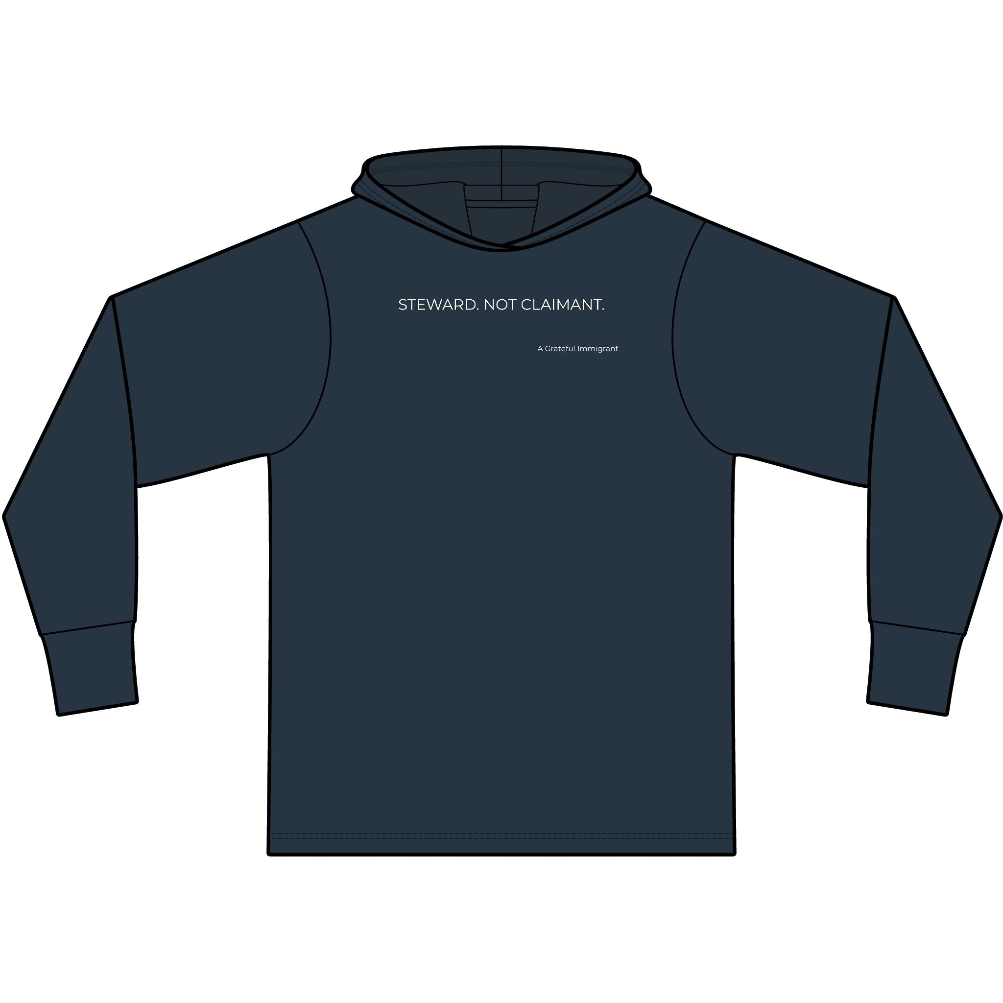 Unisex Cotton Long Sleeve Hooded Steward T-Shirt