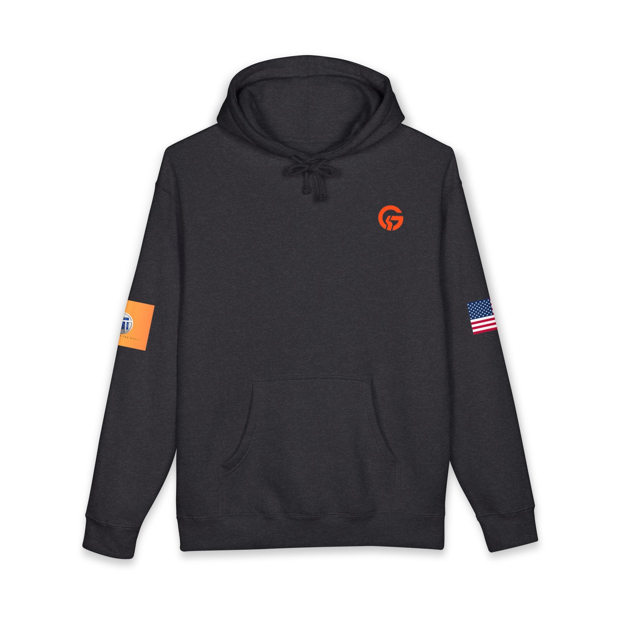 AI and or IT Gold Patch Hoodie — US Flag Sleeve Pullover
