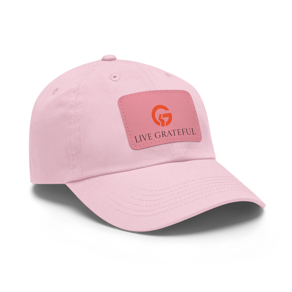 Live Grateful Leather Patch Hat — Casual Unisex Cotton Baseball Cap