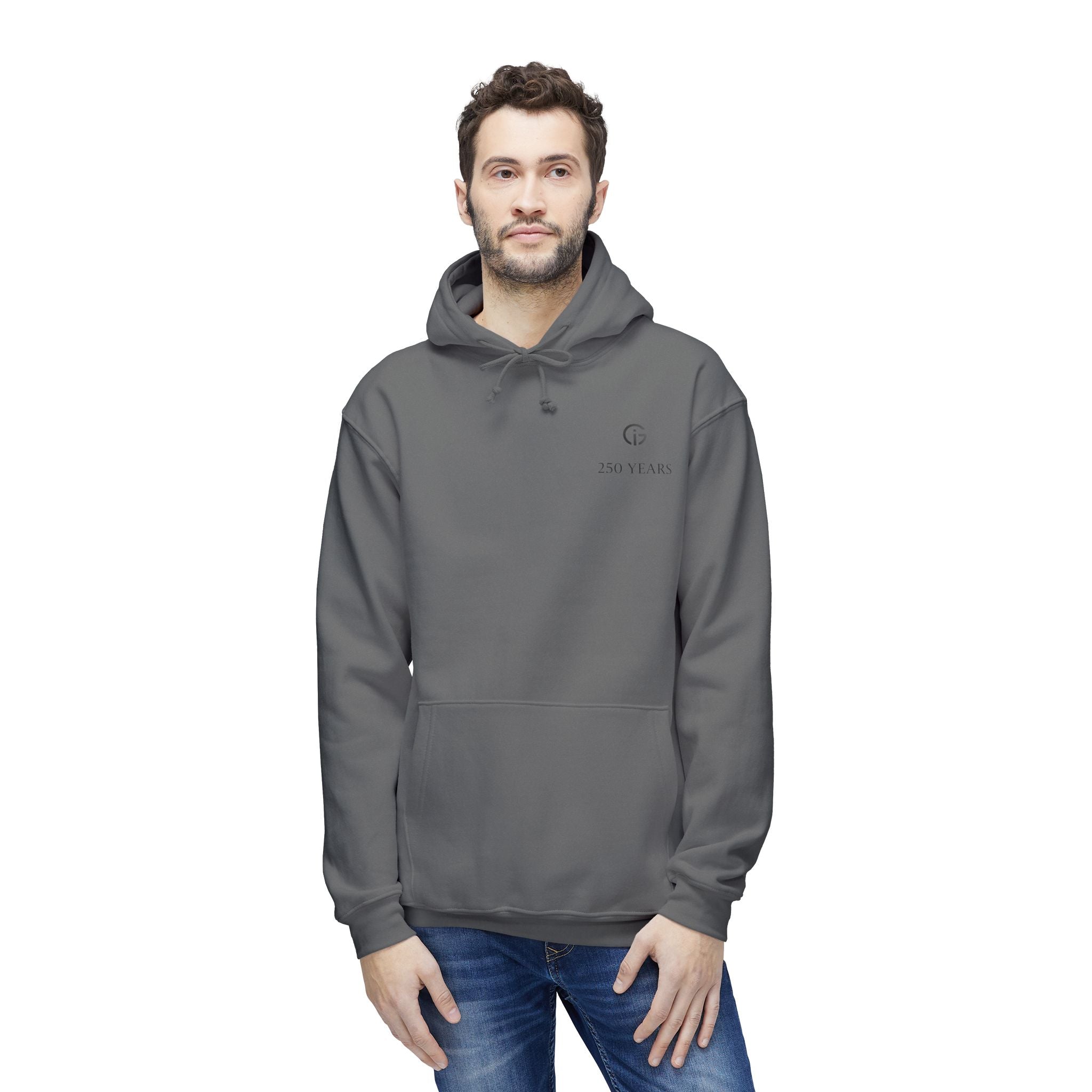 250 Years of Gratitude Flag Hoodie — Minimalist White Hooded Sweatshirt