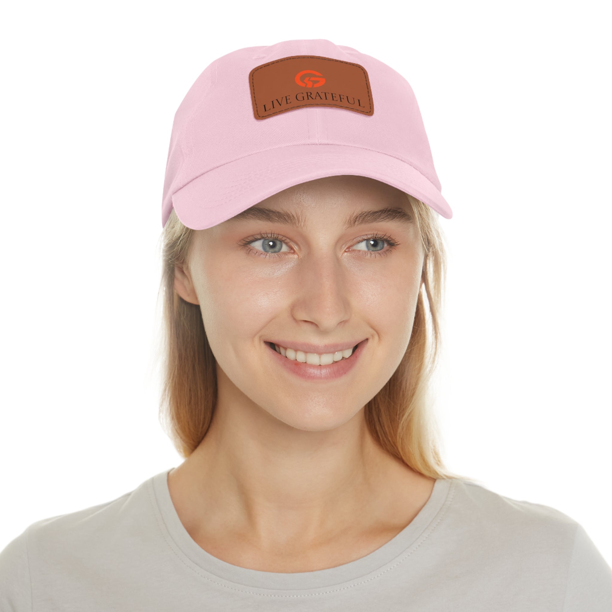 Live Grateful Leather Patch Hat — Casual Unisex Cotton Baseball Cap
